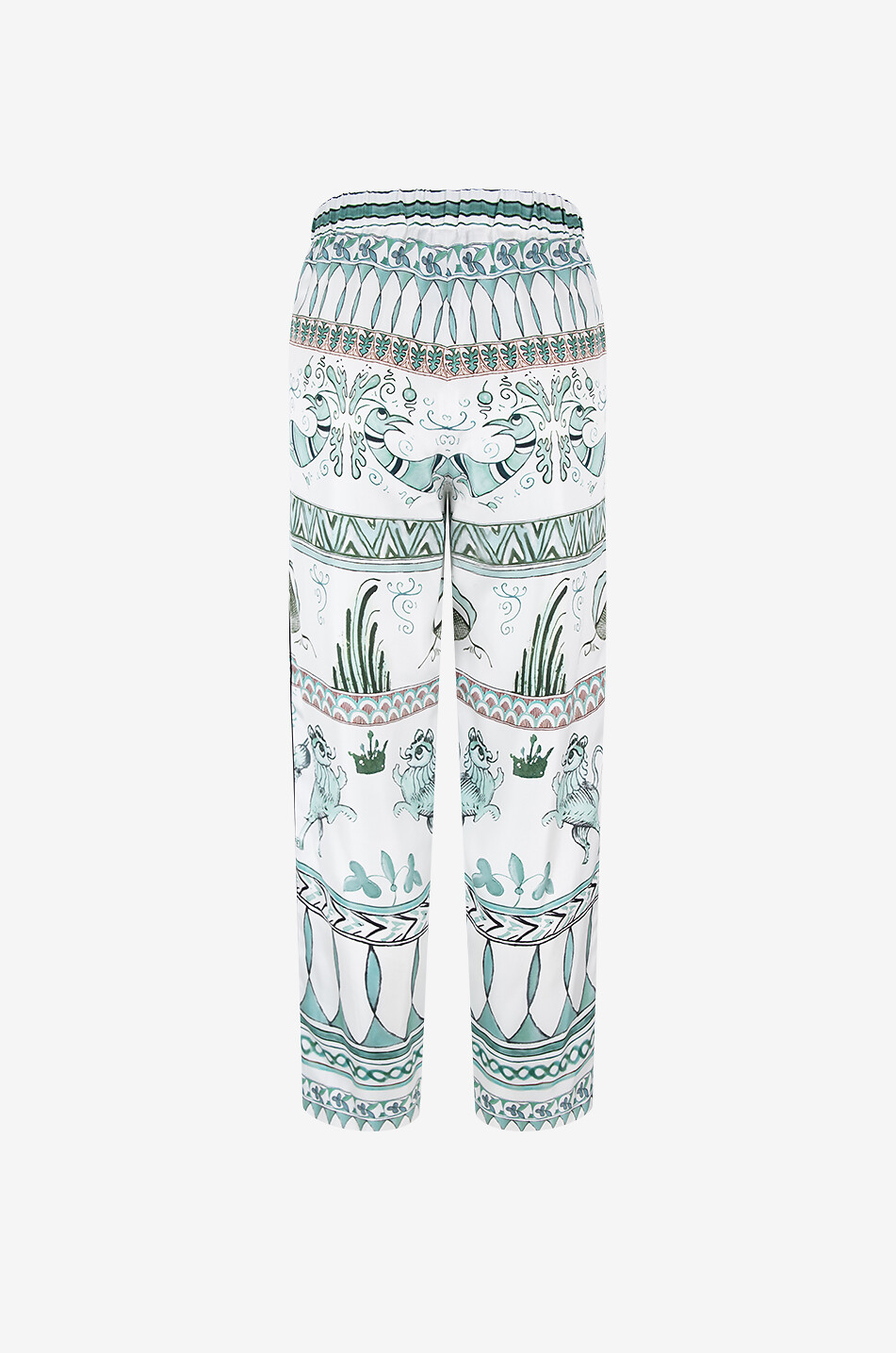 Pantalon large en sergé de soie imprimé Picta