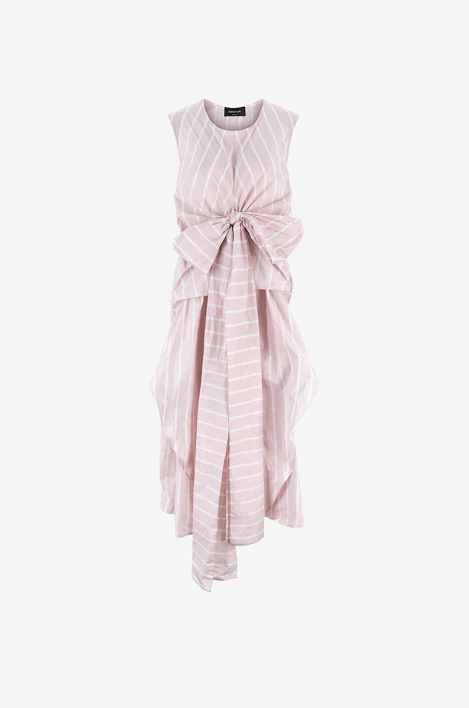 Robe rayée asymétrique ornée d'un noeud