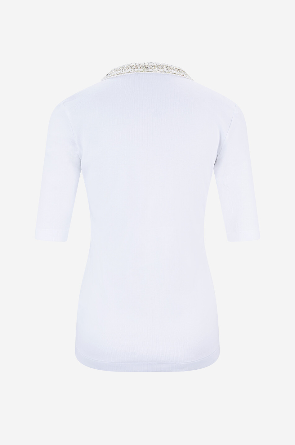FABIANA FILIPPI Fitted T-shirt with sequined U-neck Women WHITE 2