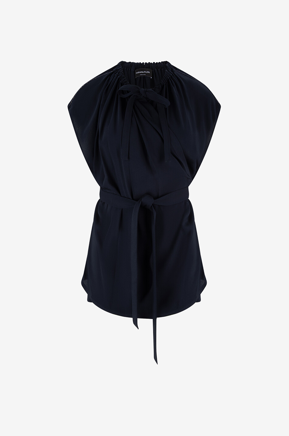 Ärmelloses Sablé-Crêpe-Wickeltop Filo Diamante