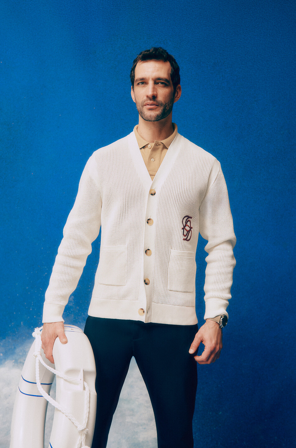 Polohemd aus Baumwollpiqué mit Pony-Stickerei Custom Slim Fit