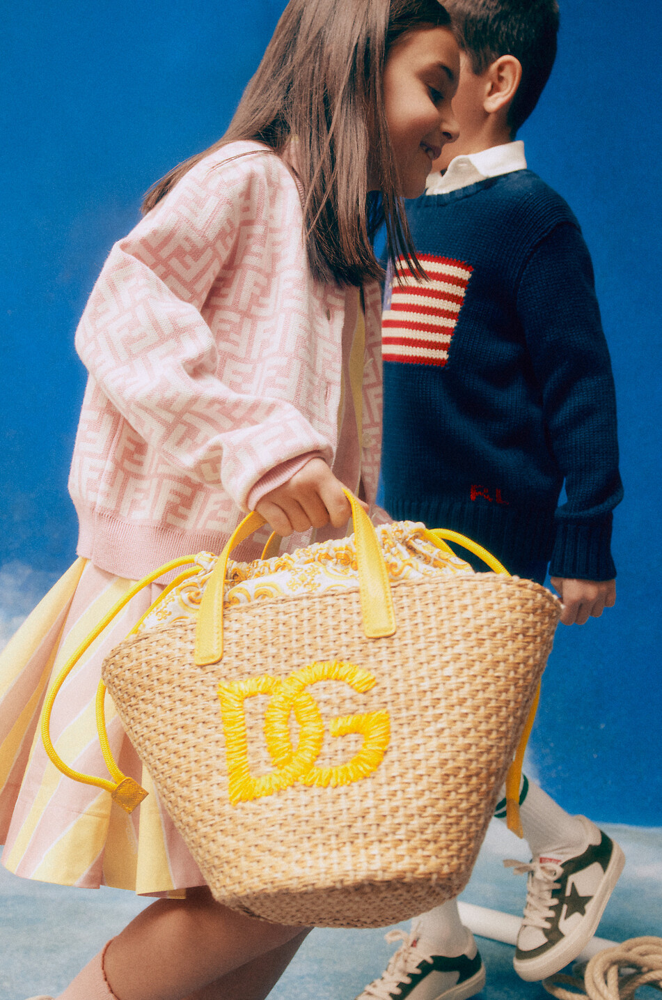 DOLCE & GABBANA DG Majolica girls' raffia tote bag Girl YELLOW 3