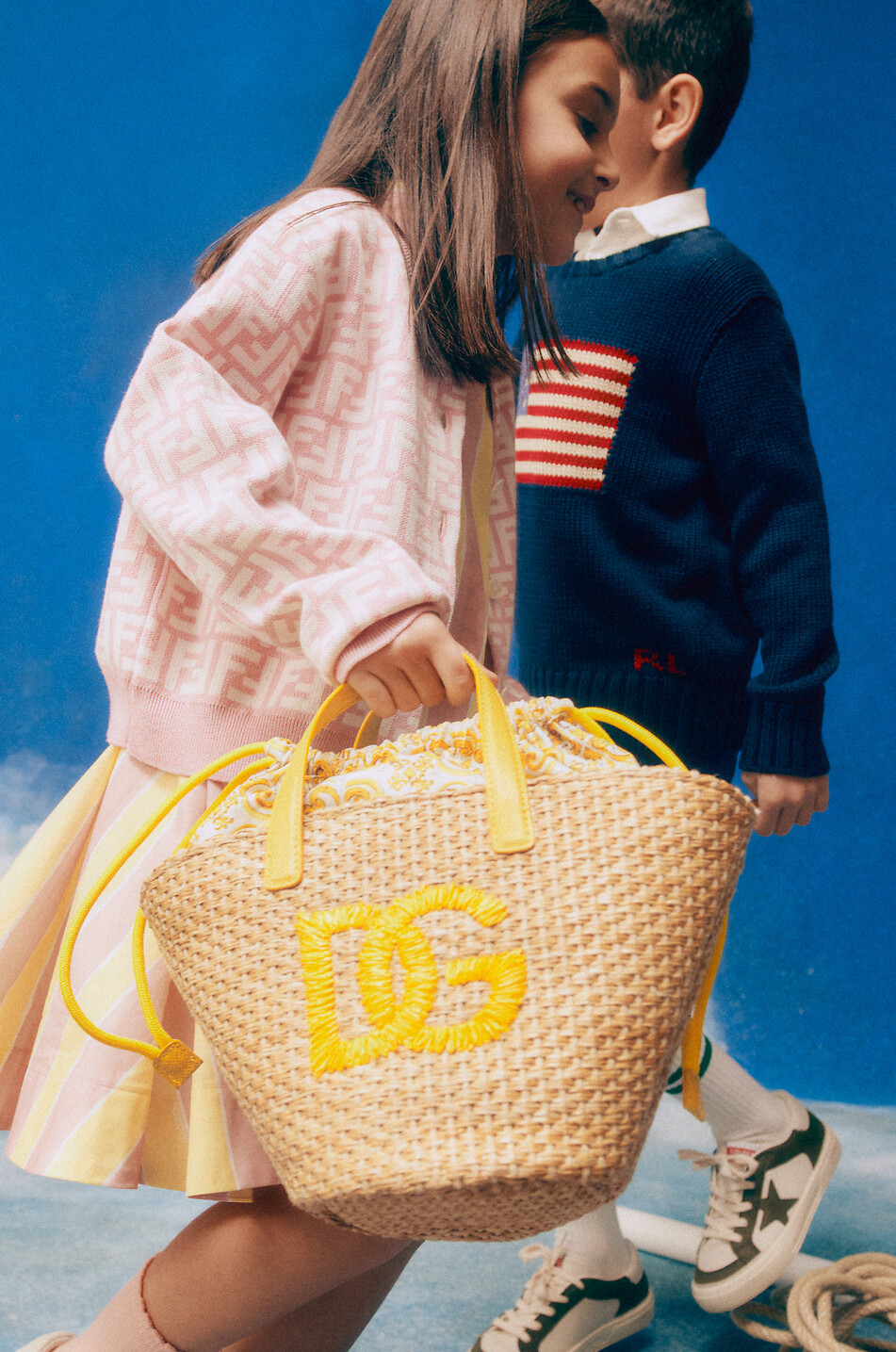 FENDI FF jacquard knit girls' cardigan Girl PINK 3