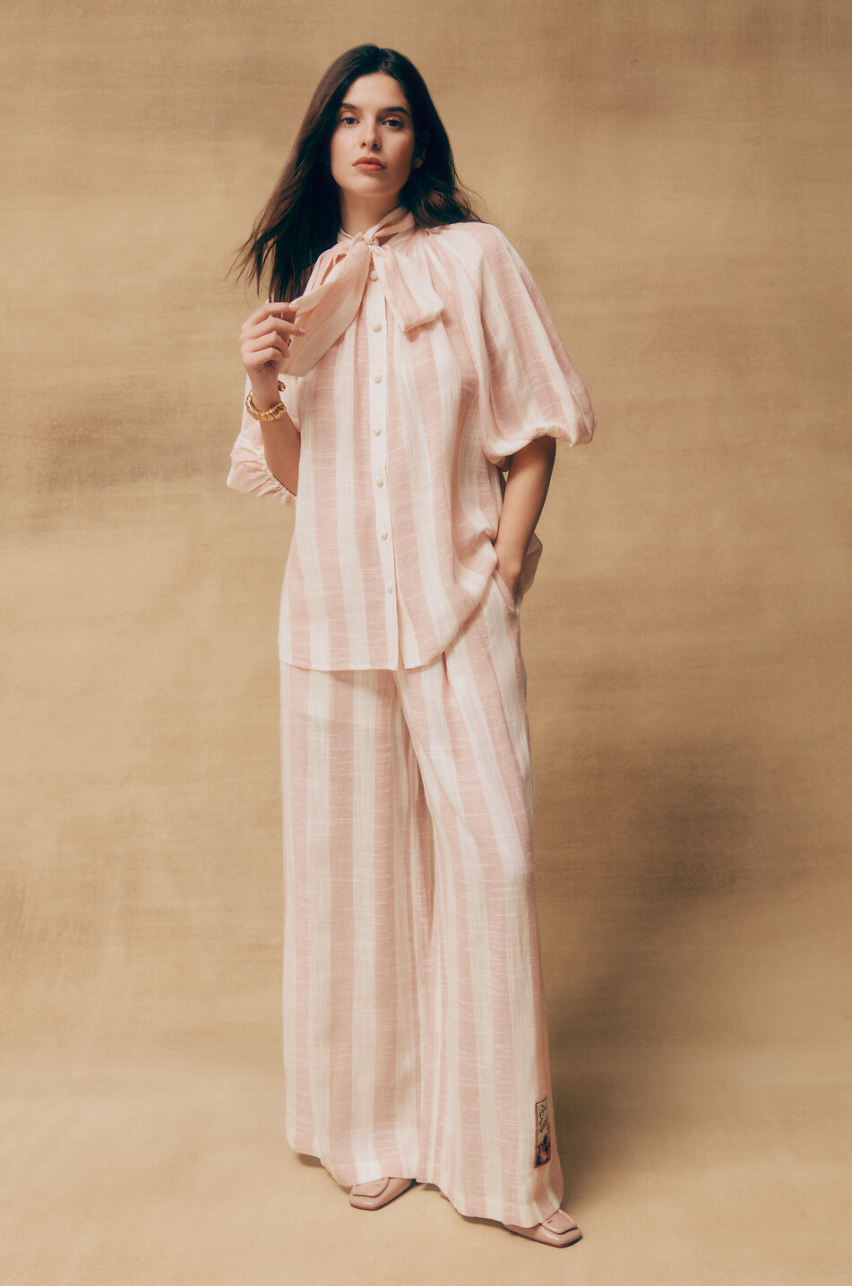 ZIMMERMANN Gestreiftes Hemd mit Puffärmeln Acacia Blouson Shirt Damen ROSA 3