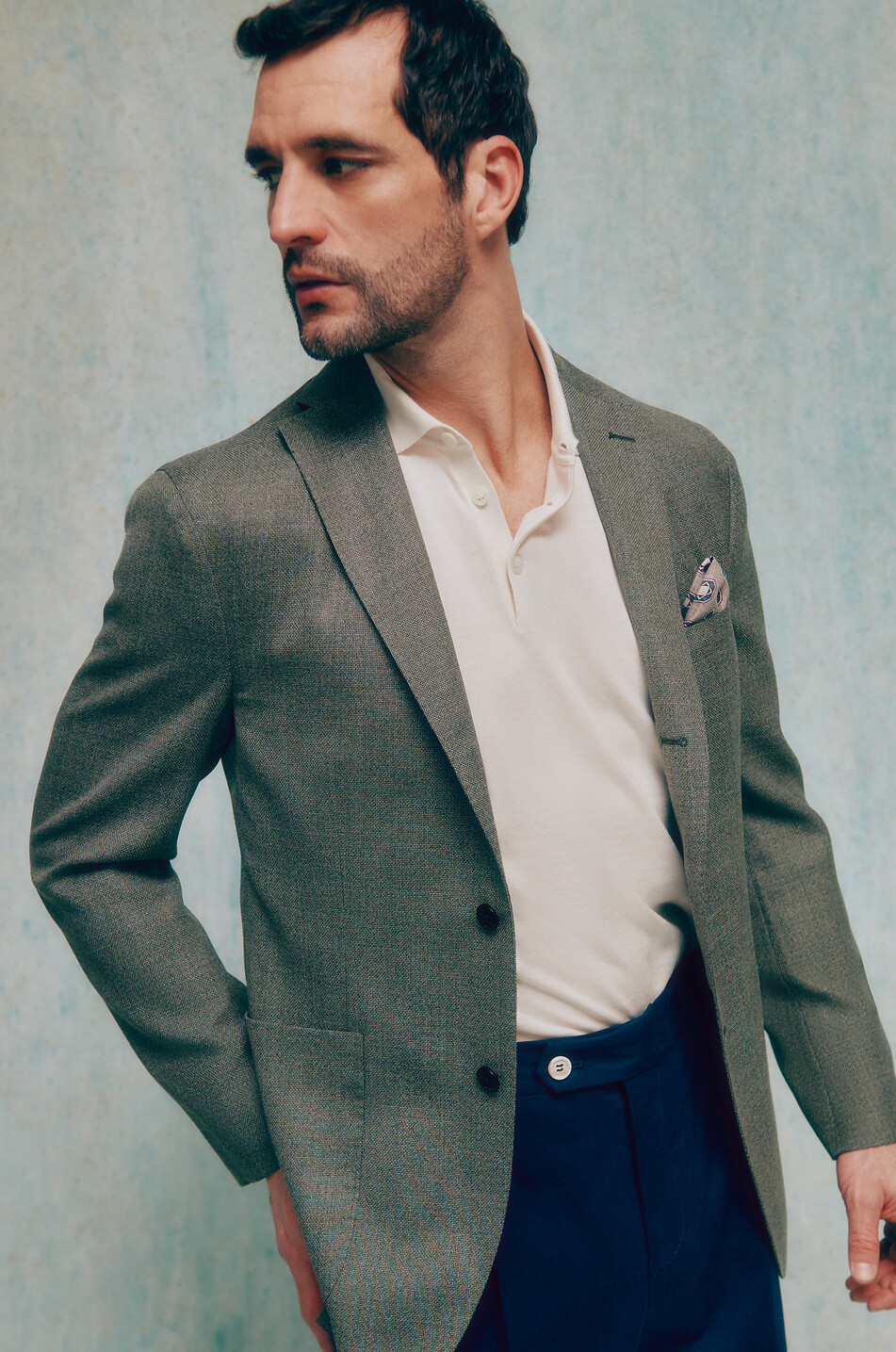 BRUNELLO CUCINELLI Leichtes Strick-Polohemd mit Kontrastborten Herren WEISS 3