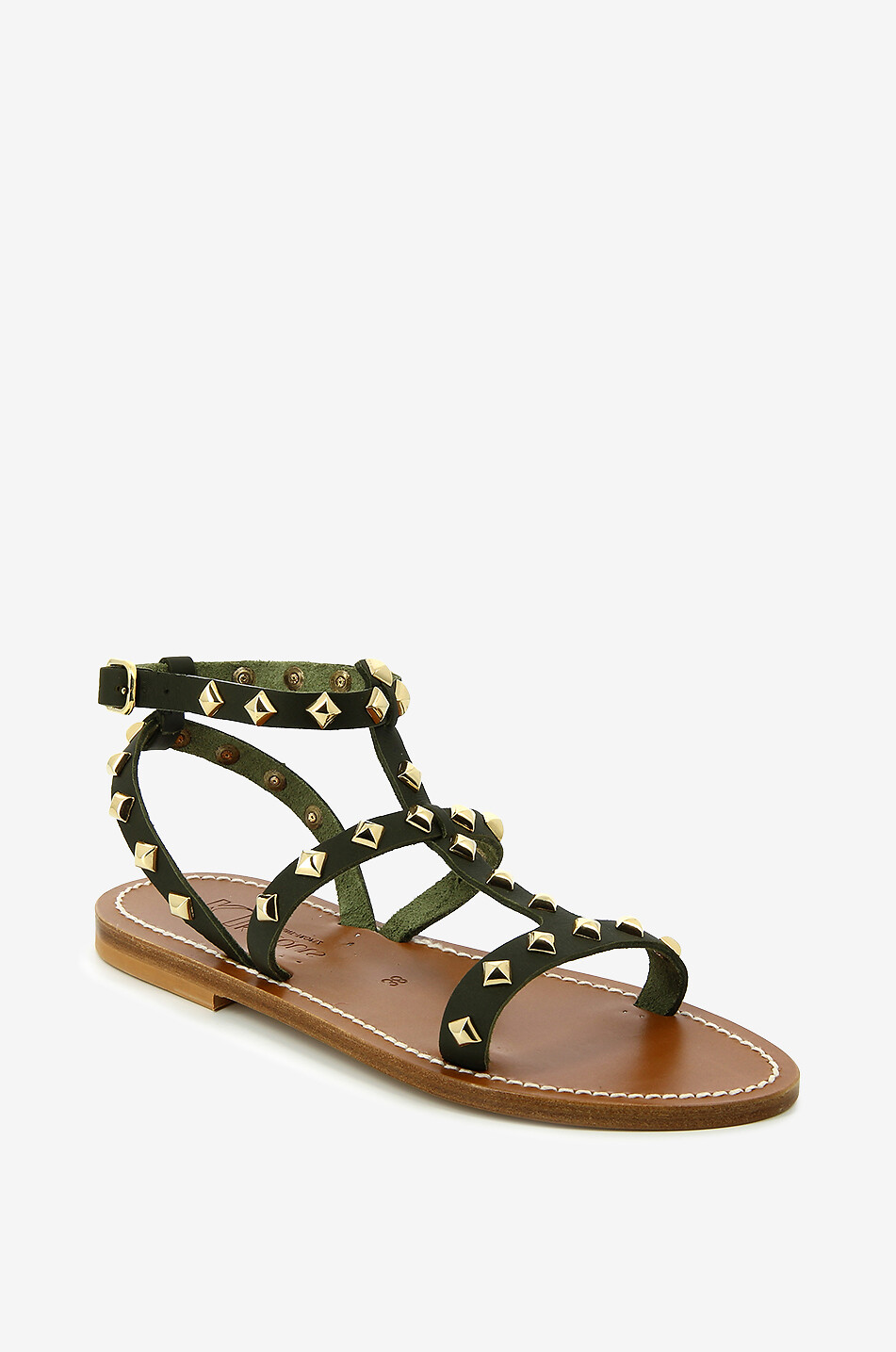 K JACQUES Sandalen aus Leder Arelatepyr Damen KHAKI 1