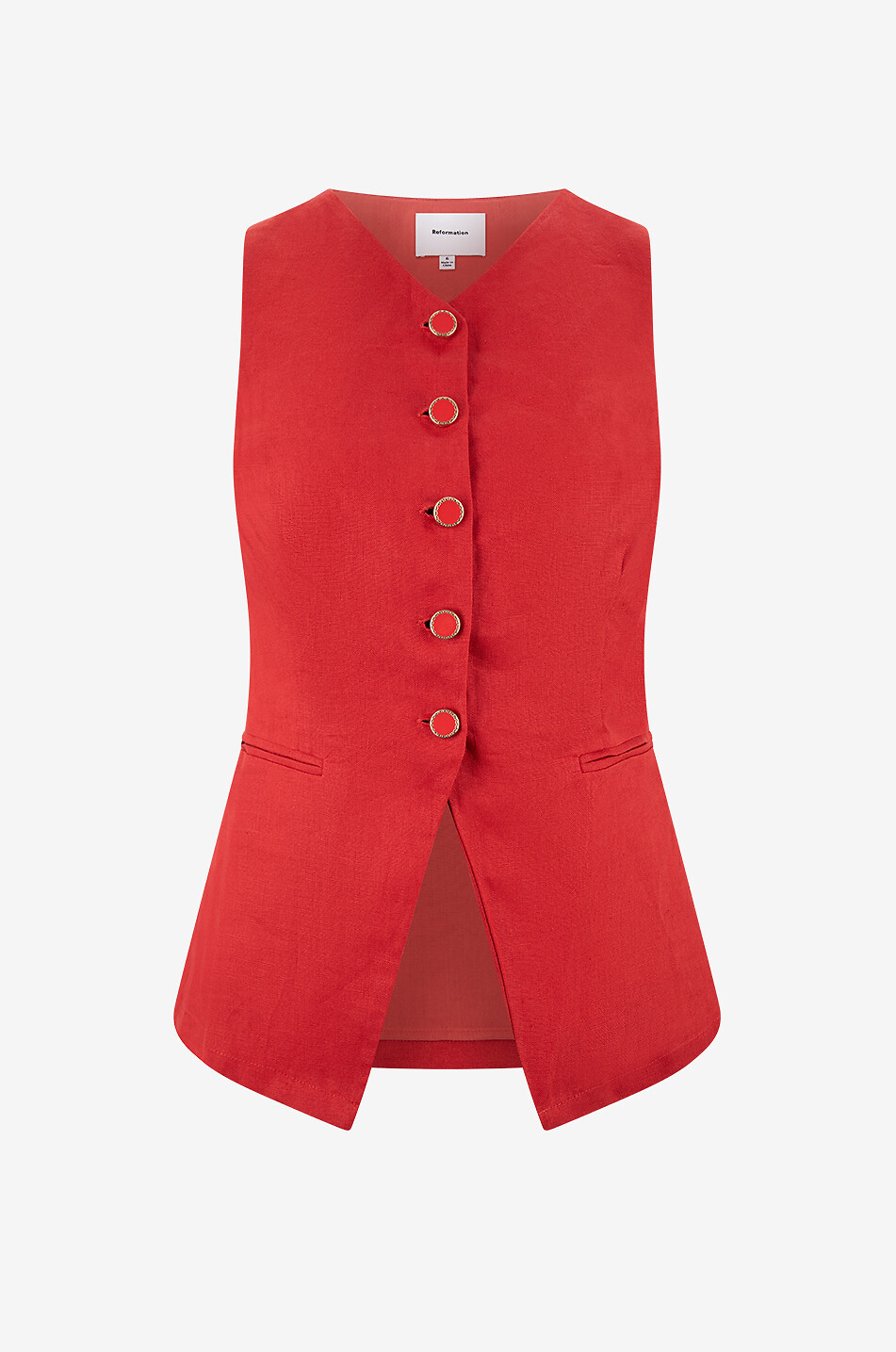 REFORMATION Aspen cinched linen waistcoat Women RED 1