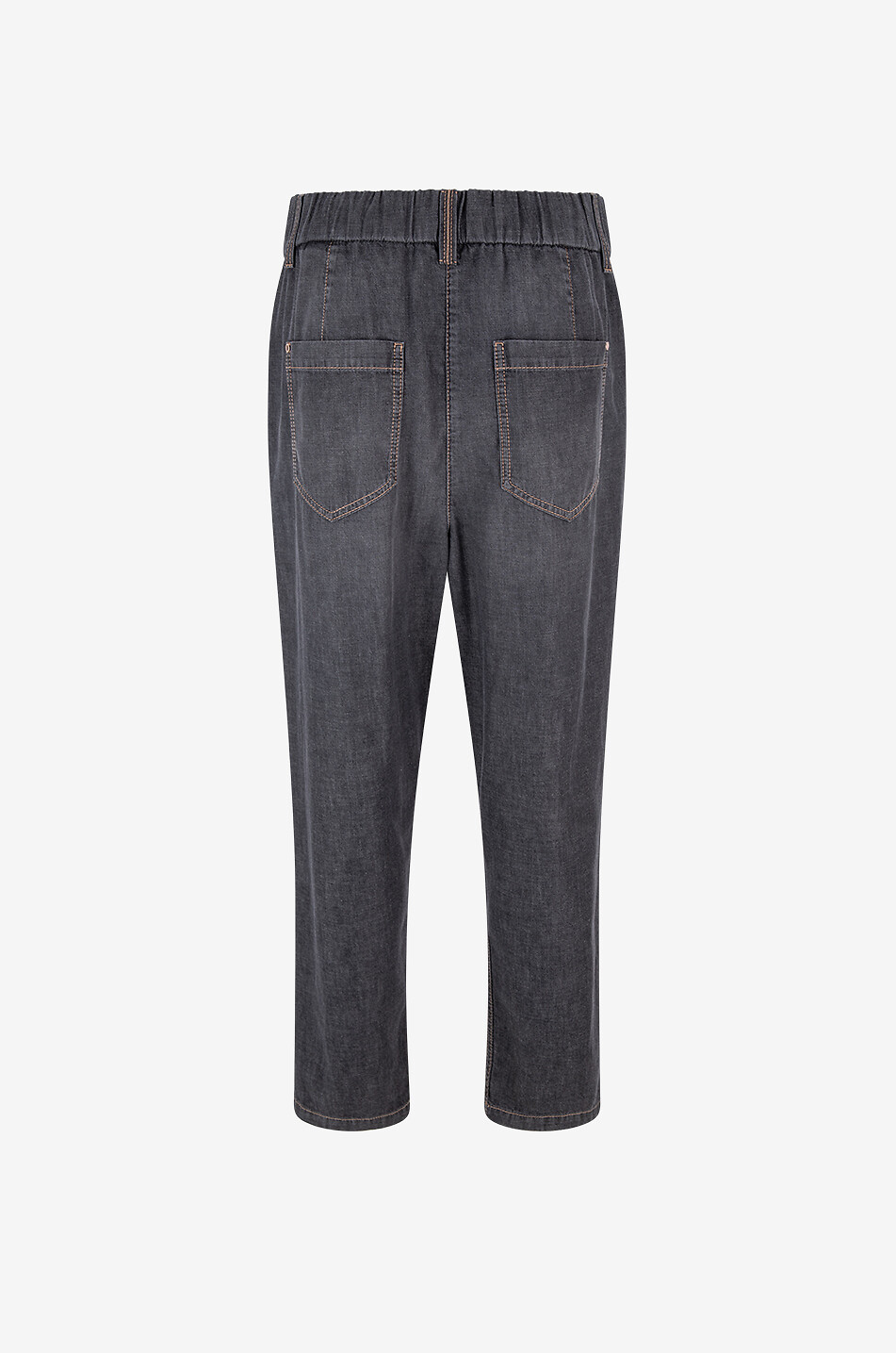 BRUNELLO CUCINELLI Lightweight cropped carrot jeans with waistband tucks Women BLACK 2