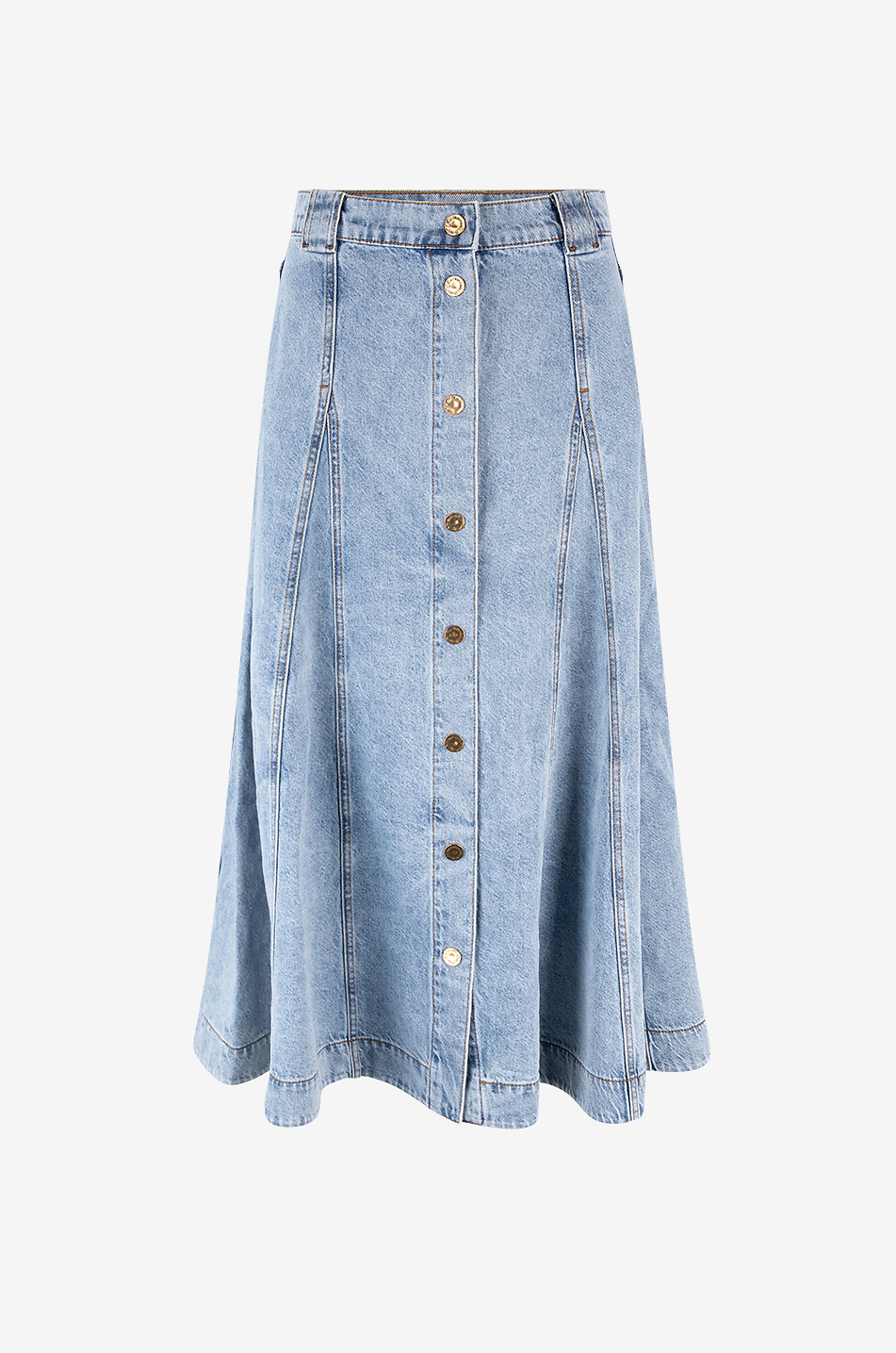 ZIMMERMANN Faded denim flared midi skirt Women BLUE 1