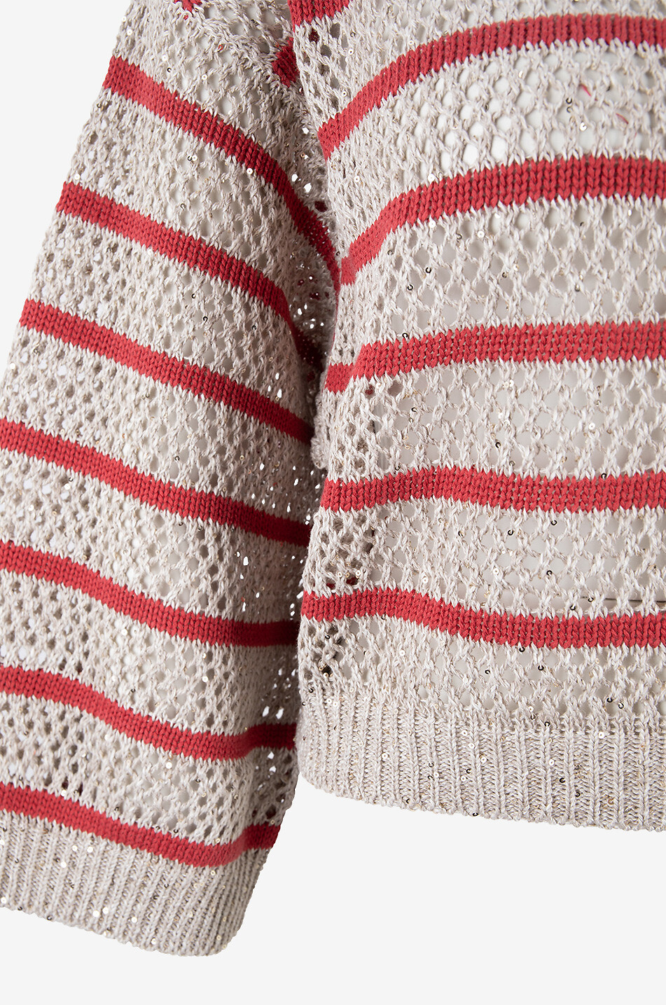 BRUNELLO CUCINELLI Pull boxy en maille résille à rayures Dazzling Femme MULTICOLORE 3