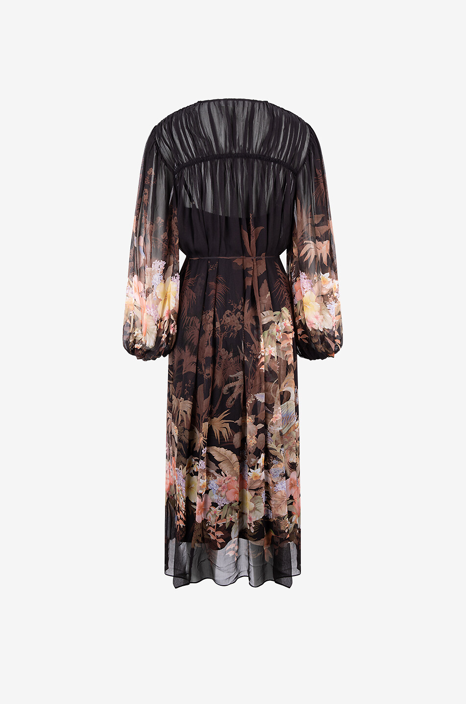 Illuminate Fourreau Drawn floral georgette midi dress - ZIMMERMANN - BLACK  - Bongnie Outlet