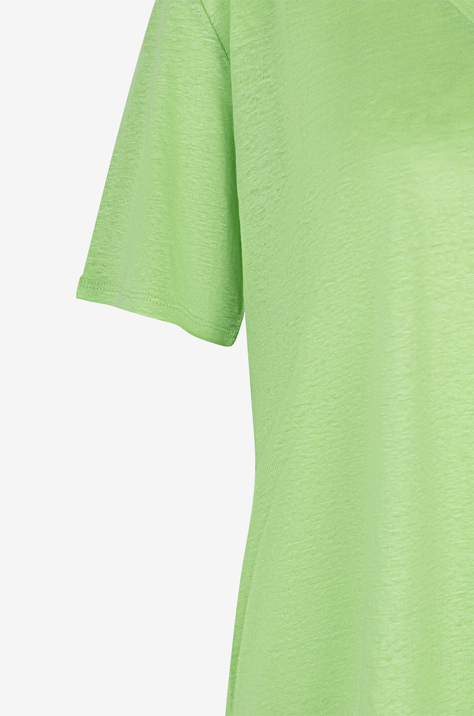 BONGENIE Linen short-sleeved V-neck T-shirt Women LIGHT GREEN 3