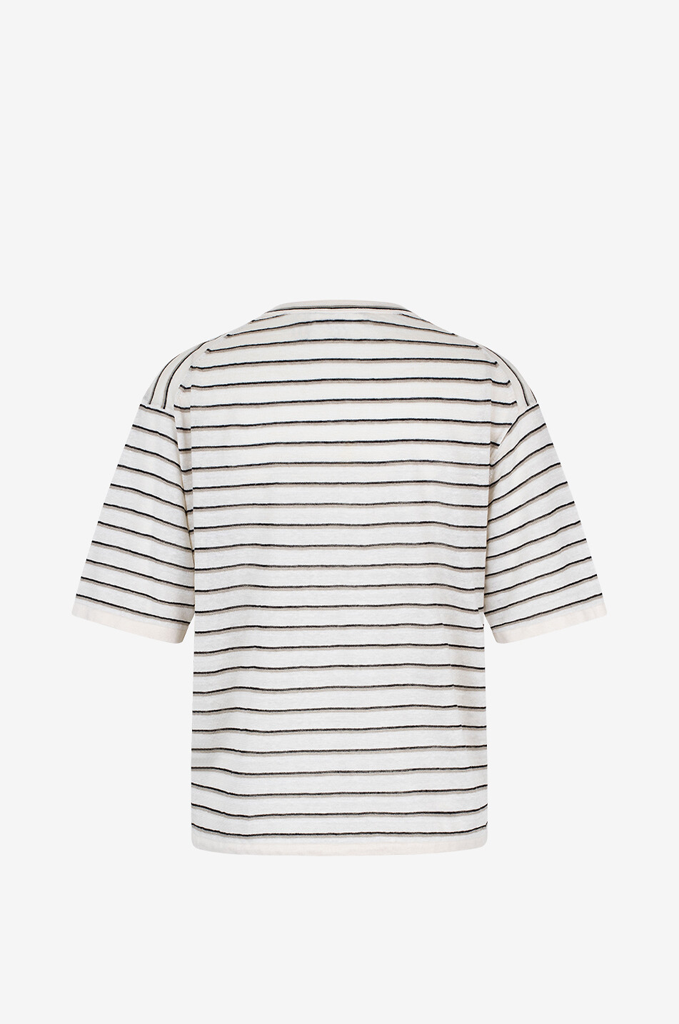 THEORY Boyfriend striped linen boxy T-shirt Women Light beige 2