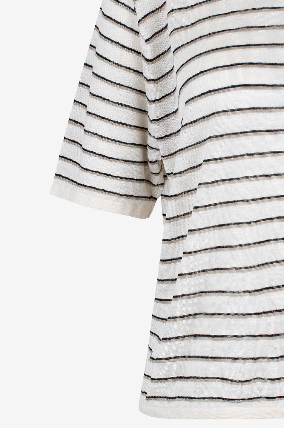 THEORY Boyfriend striped linen boxy T-shirt Women Light beige 3