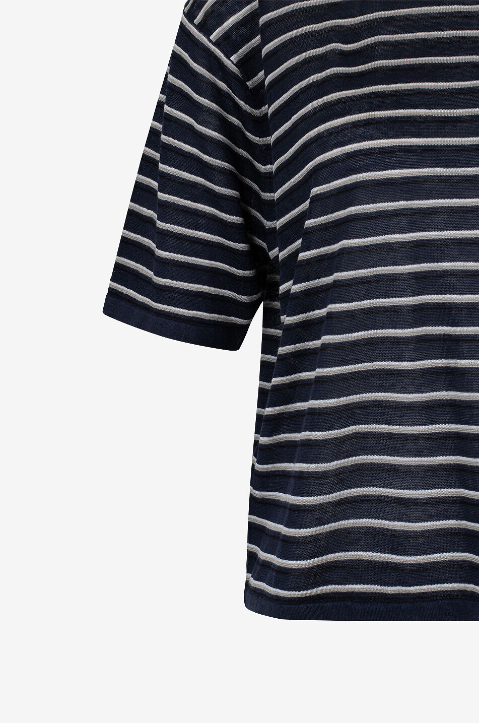 THEORY Boyfriend striped linen boxy T-shirt Women DARK BLUE 3