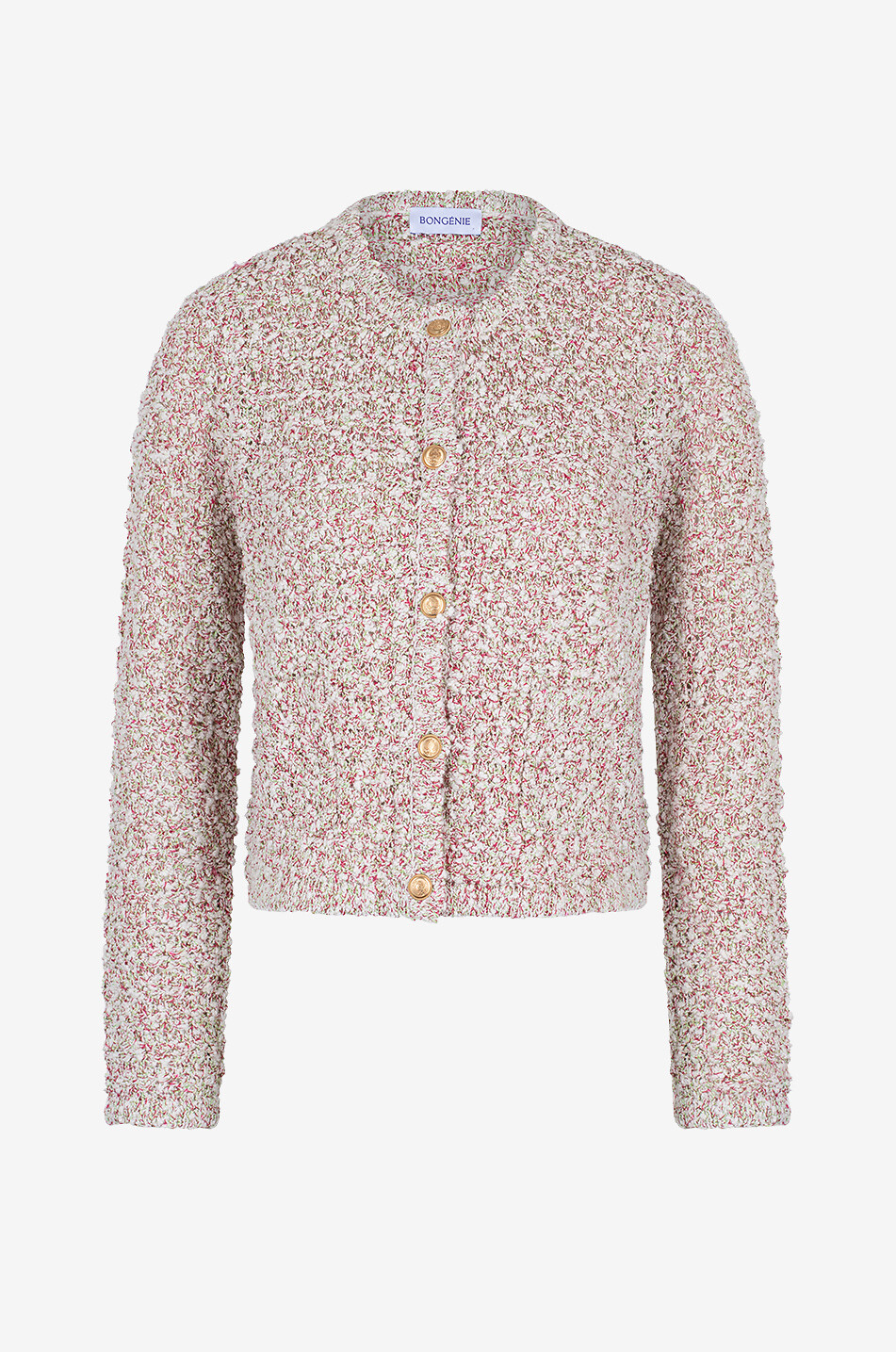 Cardigan boutonné effet tweed bouclette