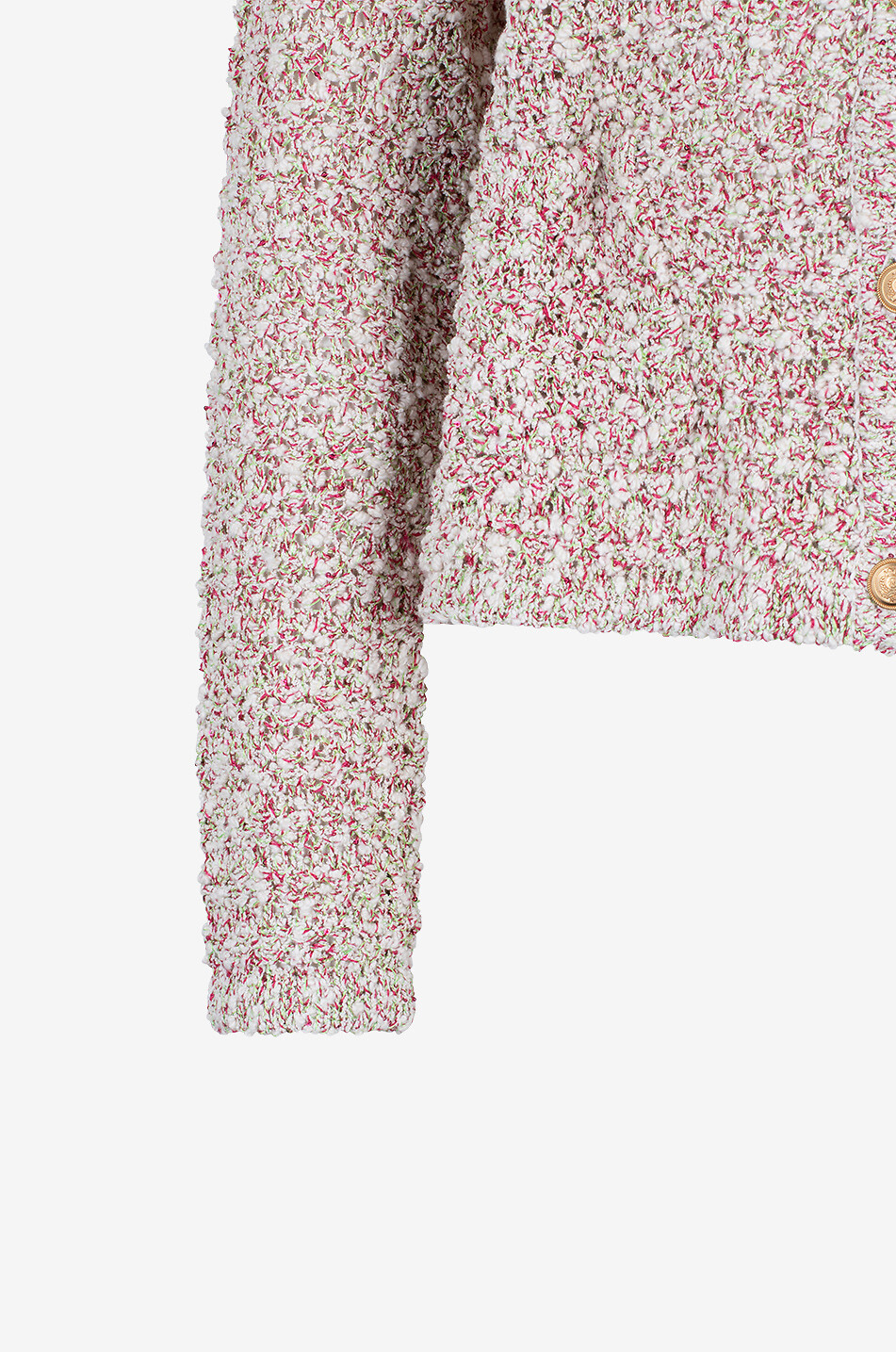 Cardigan boutonné effet tweed bouclette