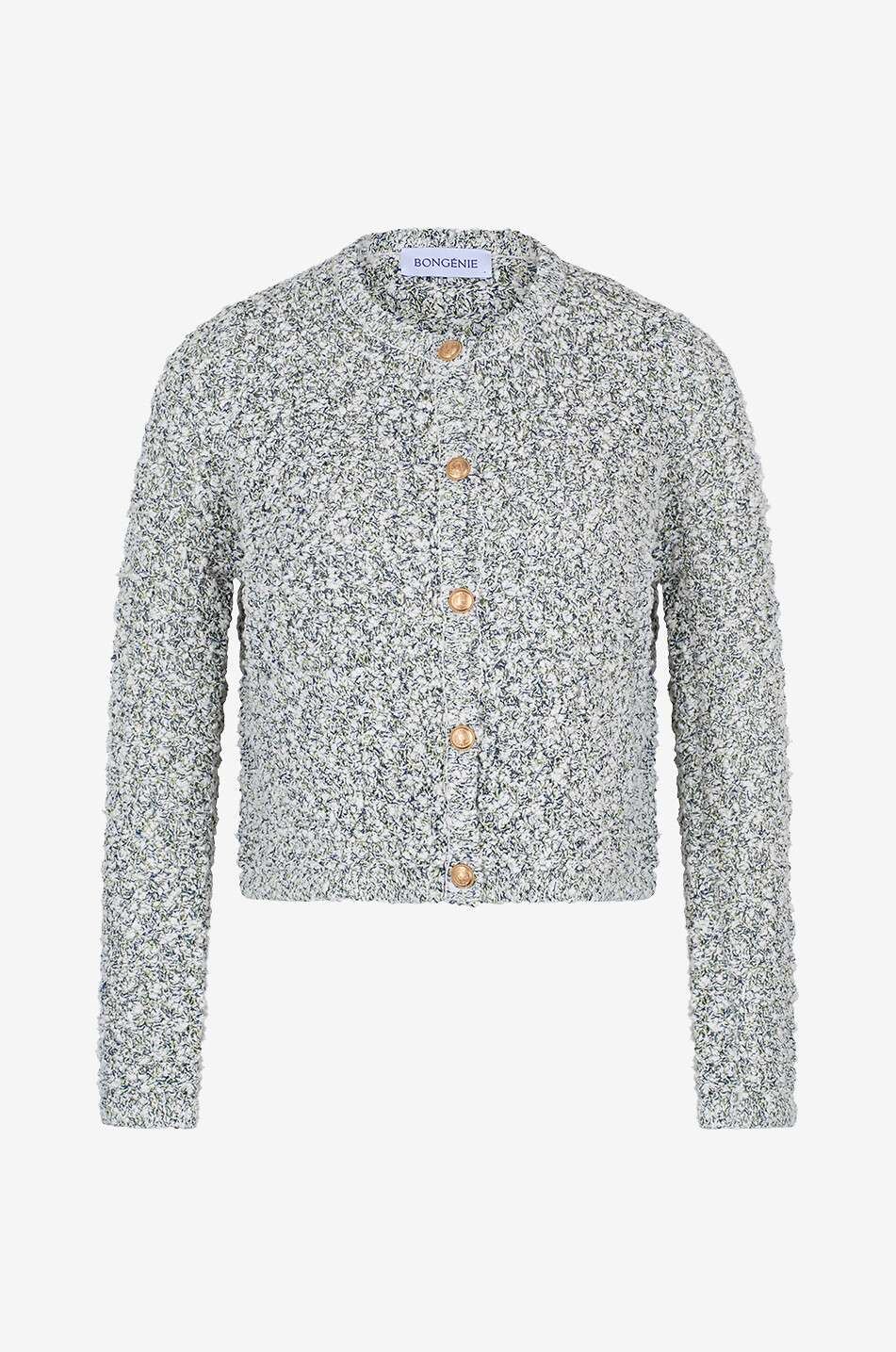 Cardigan boutonné effet tweed bouclette