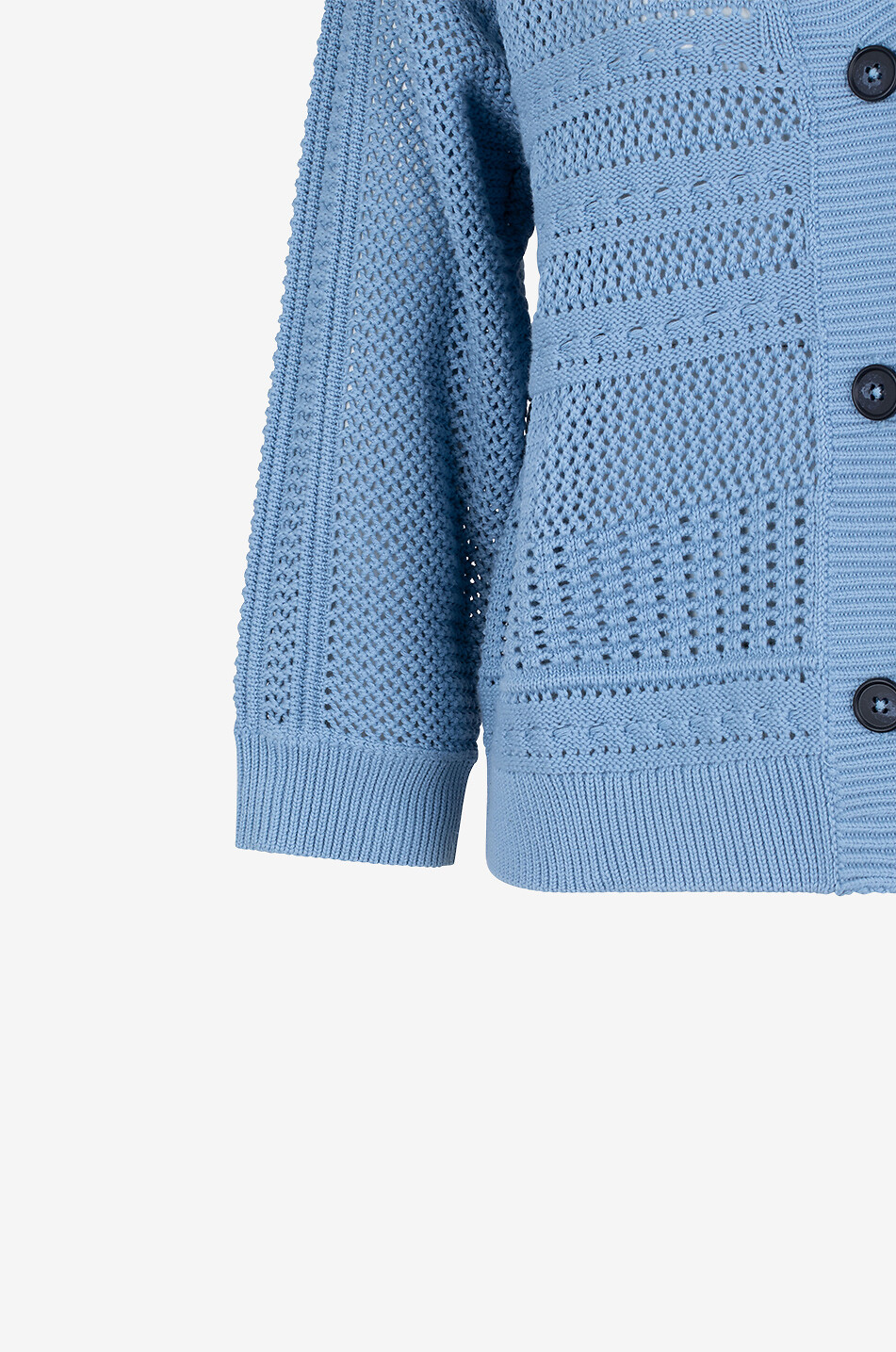 Cardigan ajouré boutonné à col V en coton