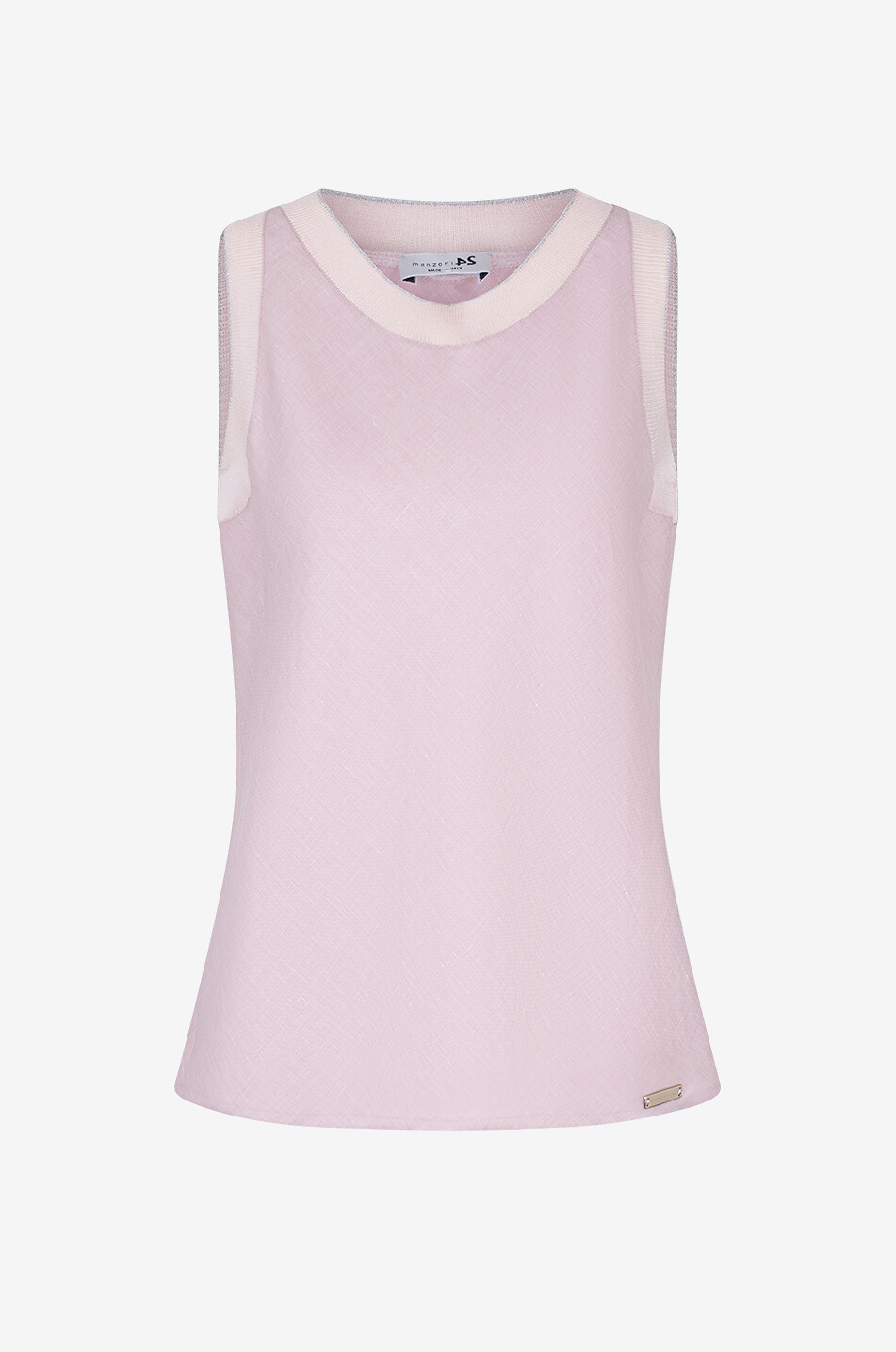 MANZONI 24 Top sans manches en lin et laine Femme ROSE CLAIR 1