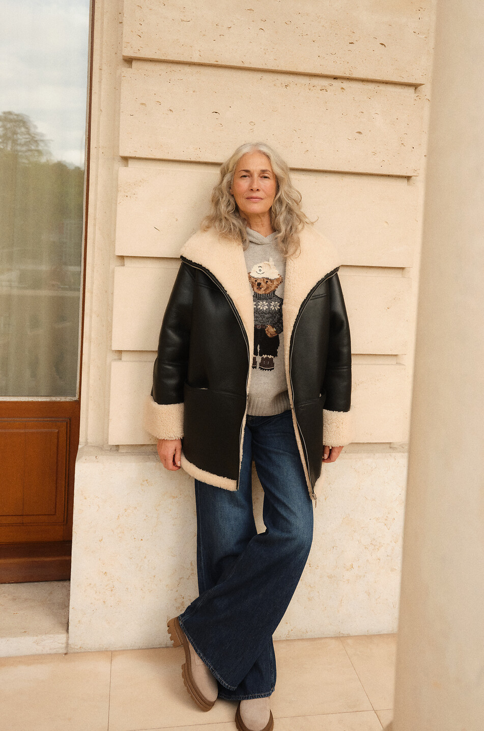 TOTEME Manteau en cuir d'agneau Femme BLANC CASSE 3