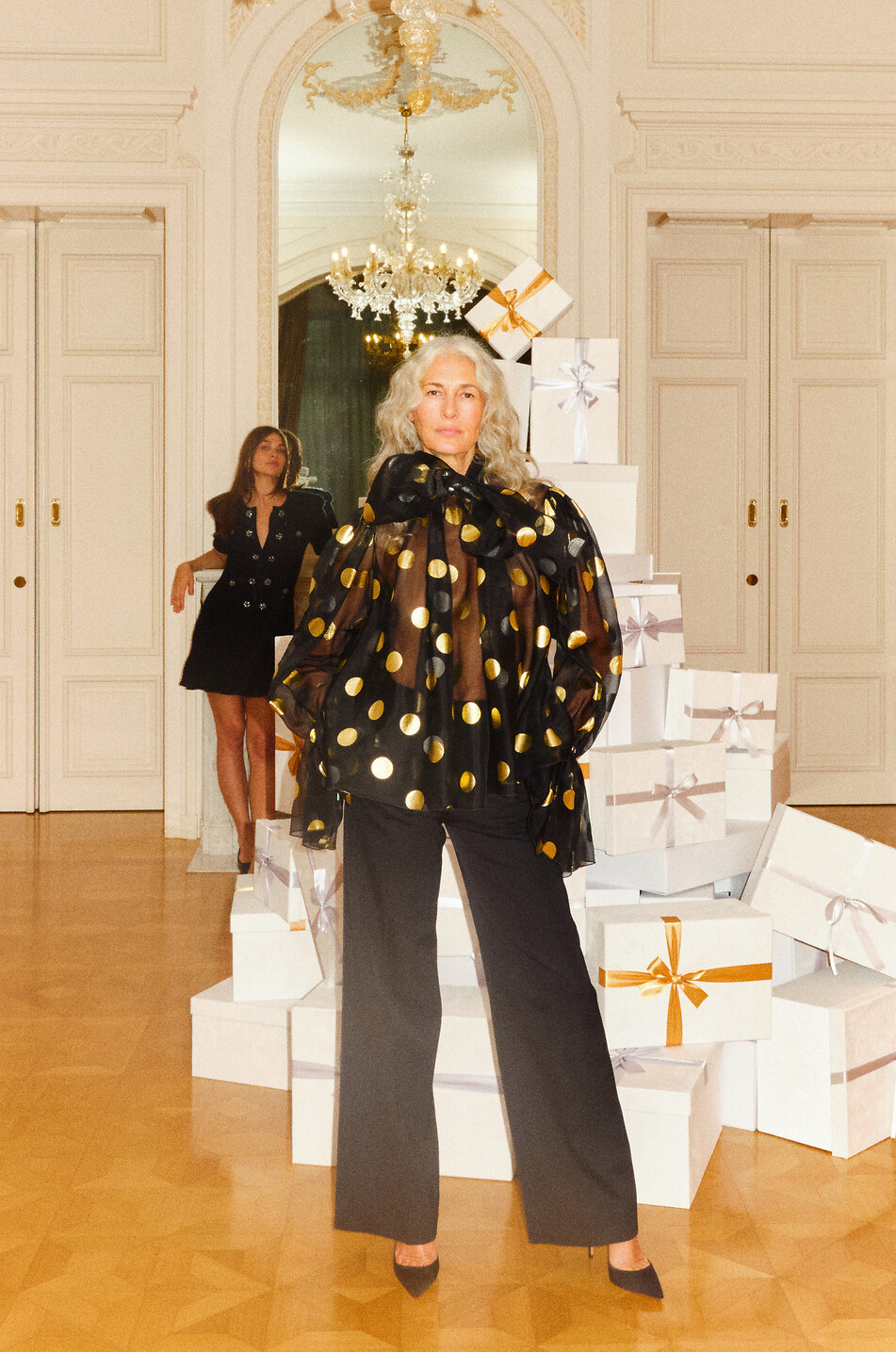 Pantalon évasé en laine esprit smoking