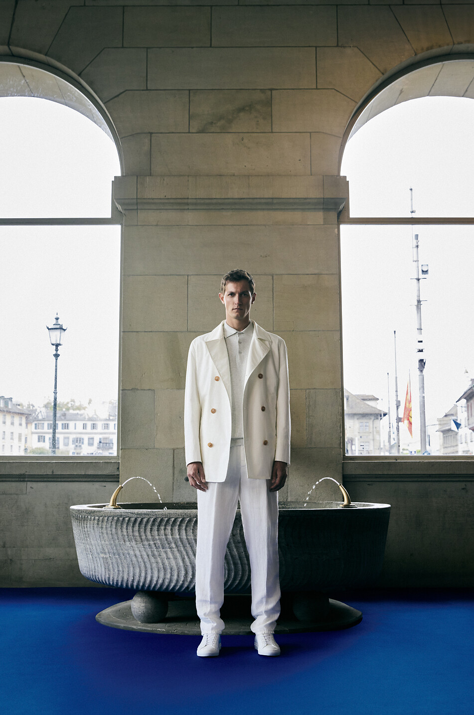 BRUNELLO CUCINELLI Veste caban en gabardine légère Homme BLANC CASSE 3