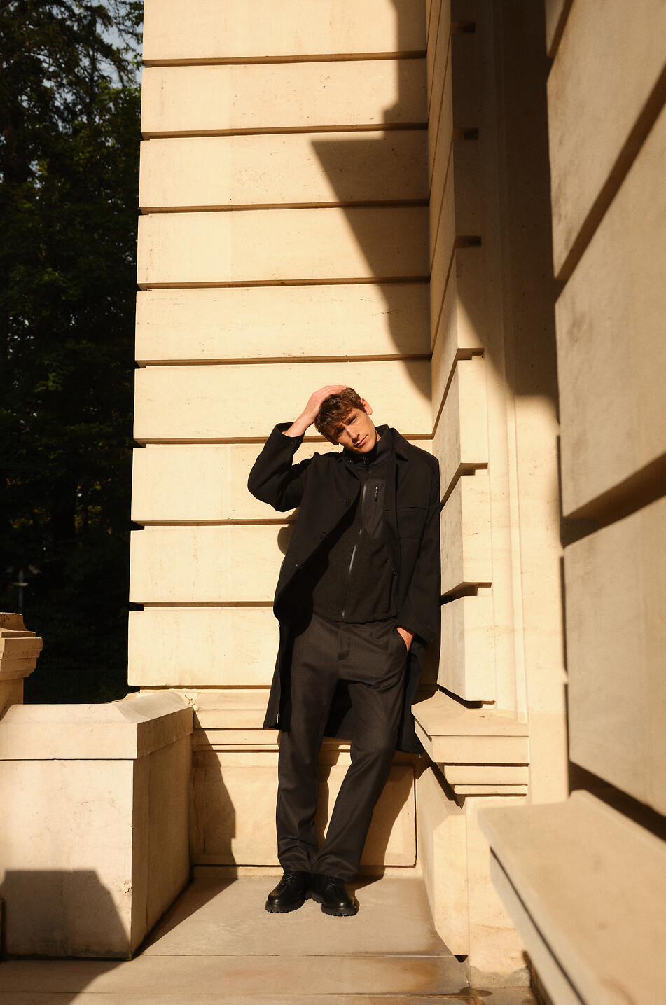 MAISON MARGIELA Flannel and gabardine convertible reversible coat-jacket Men BLACK 3