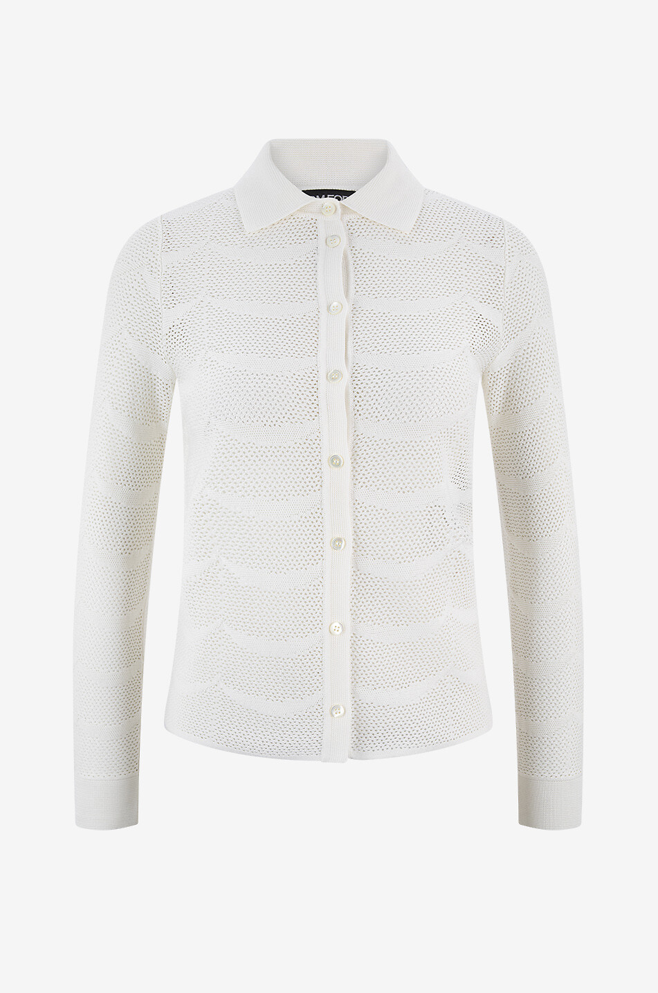 TOM FORD Half Moon openwork knit shirt Women WHITE 1