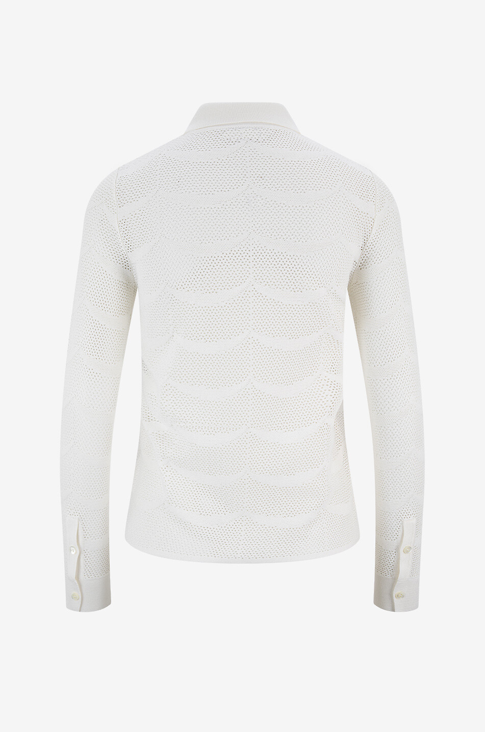 TOM FORD Half Moon openwork knit shirt Women WHITE 2