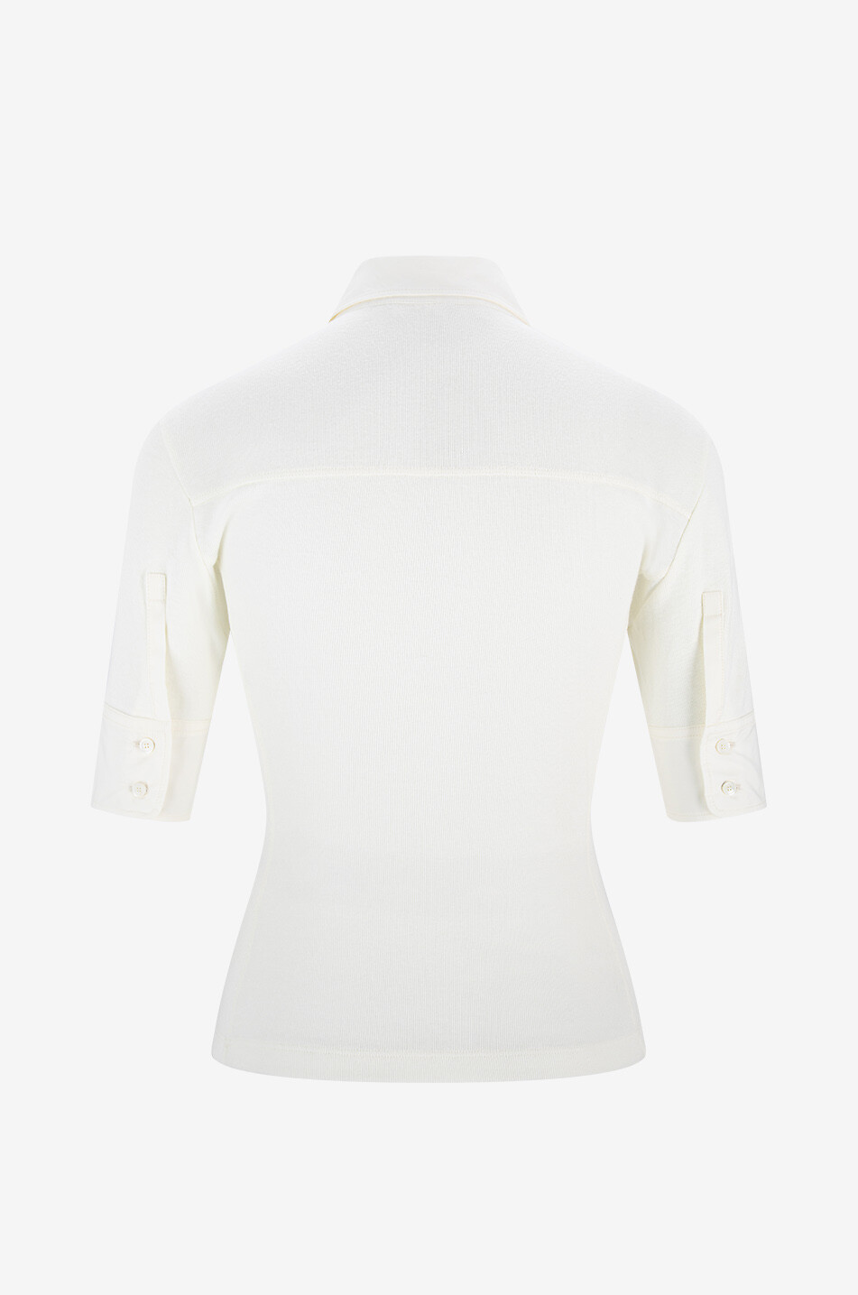 CHLOE Utility-Polohemd mit kurzen Ärmeln im Materialmix Damen WEISS 2