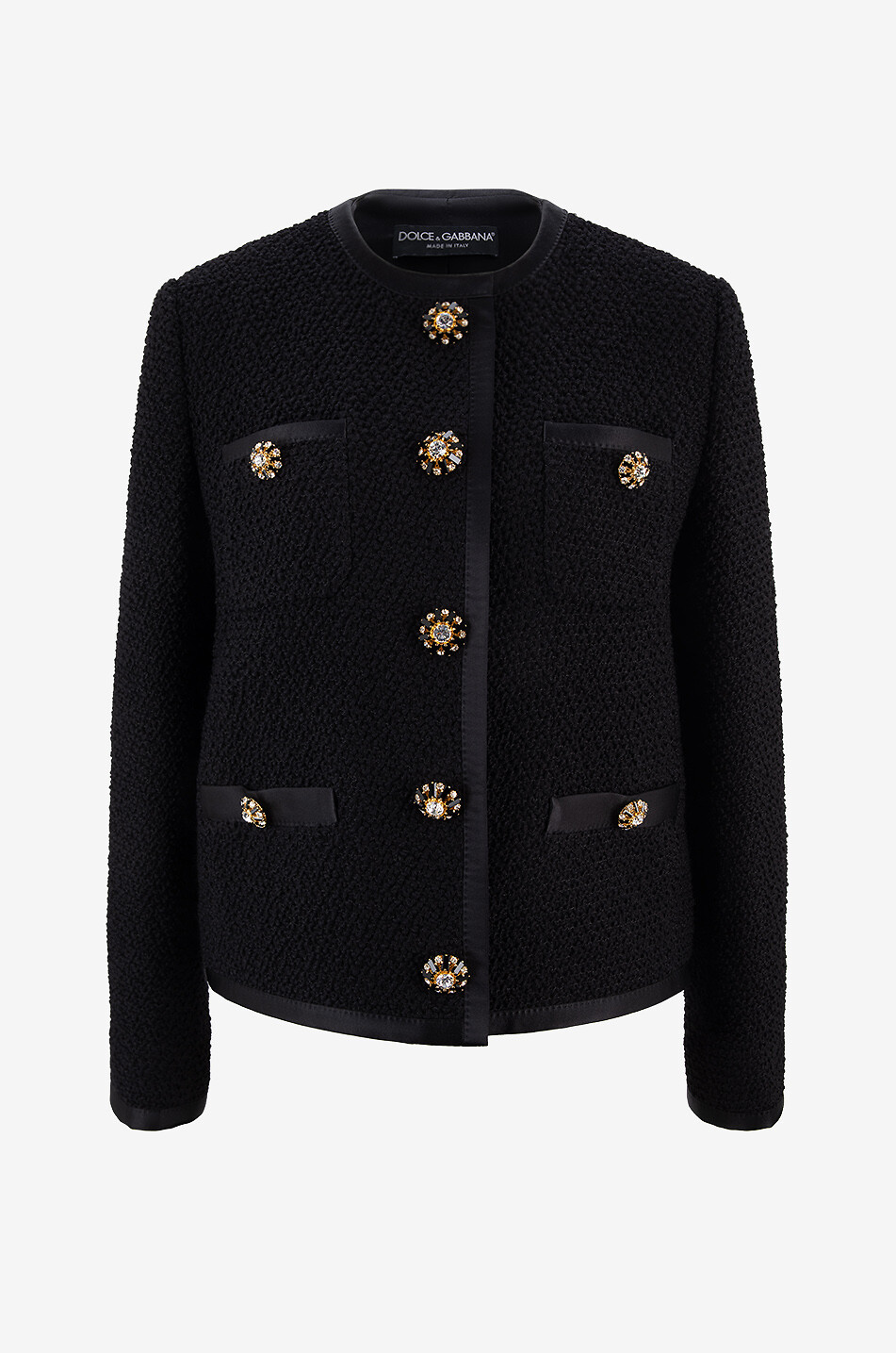 DOLCE & GABBANA Bouclé tweed suit jacket with bejewelled buttons Women BLACK 1