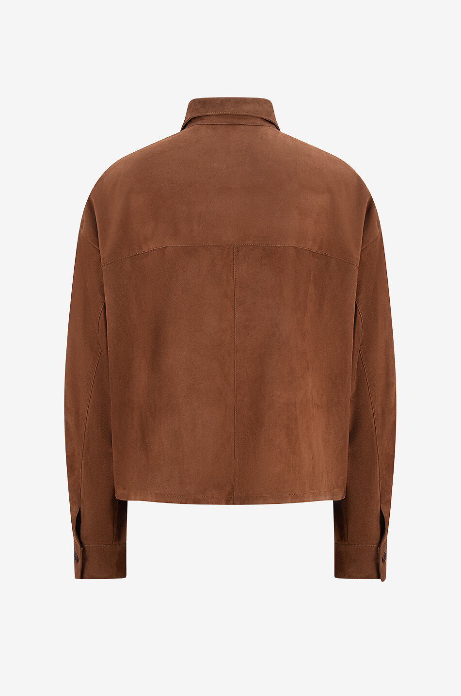 ERMANNO SCERVINO Boxy suede shirt jacket with openwork embroideries Women LIGHT BROWN 2