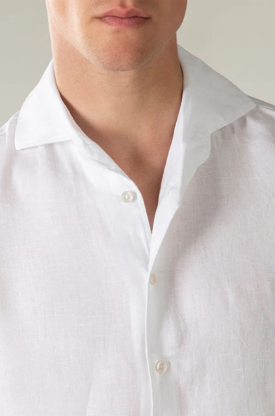AURELIEN Seaside linen long-sleeved shirt Men WHITE 4