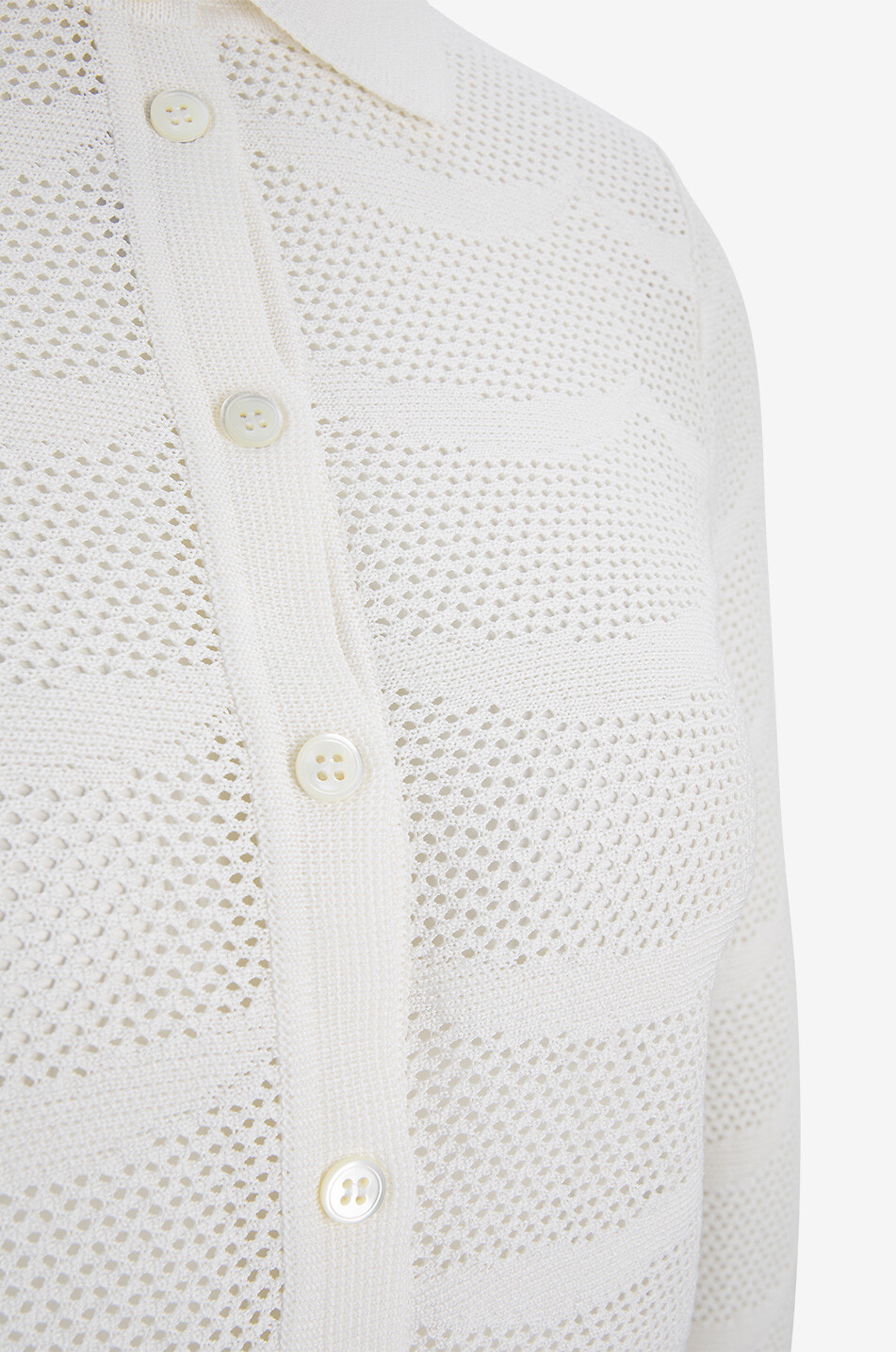 TOM FORD Half Moon openwork knit shirt Women WHITE 3