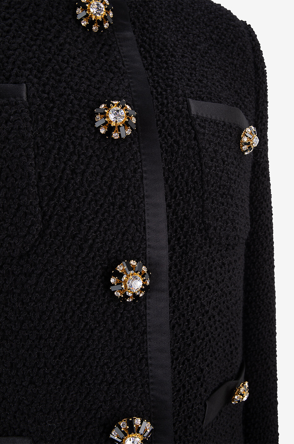 DOLCE & GABBANA Bouclé tweed suit jacket with bejewelled buttons Women BLACK 3