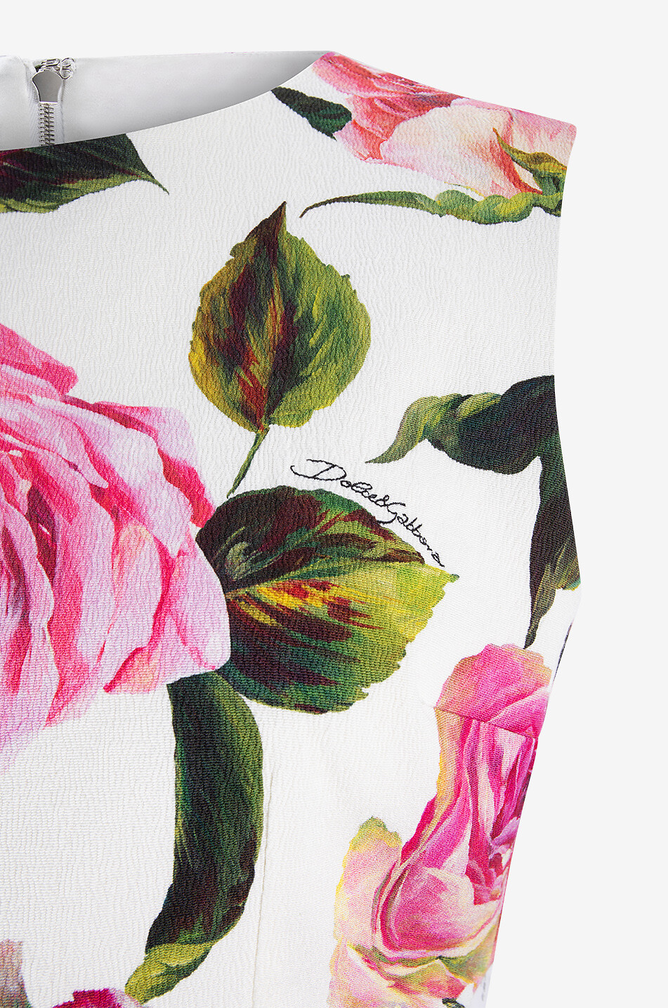 DOLCE & GABBANA Top raccourci sans manches en jacquard imprimé roses Femme MULTICOLORE 3