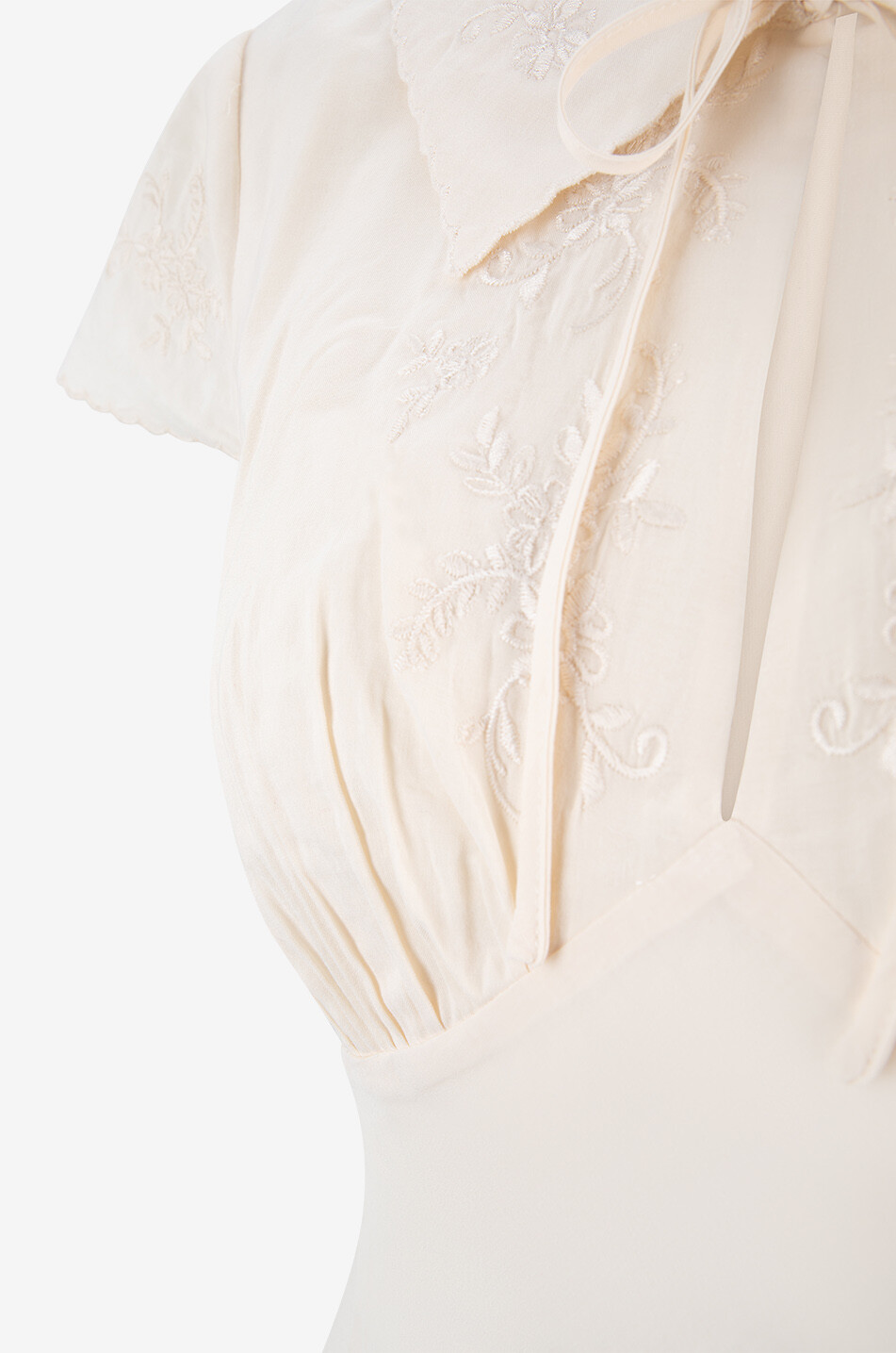 REFORMATION Simonette embroidered voile short-sleeved top Women EGGSHELL 3
