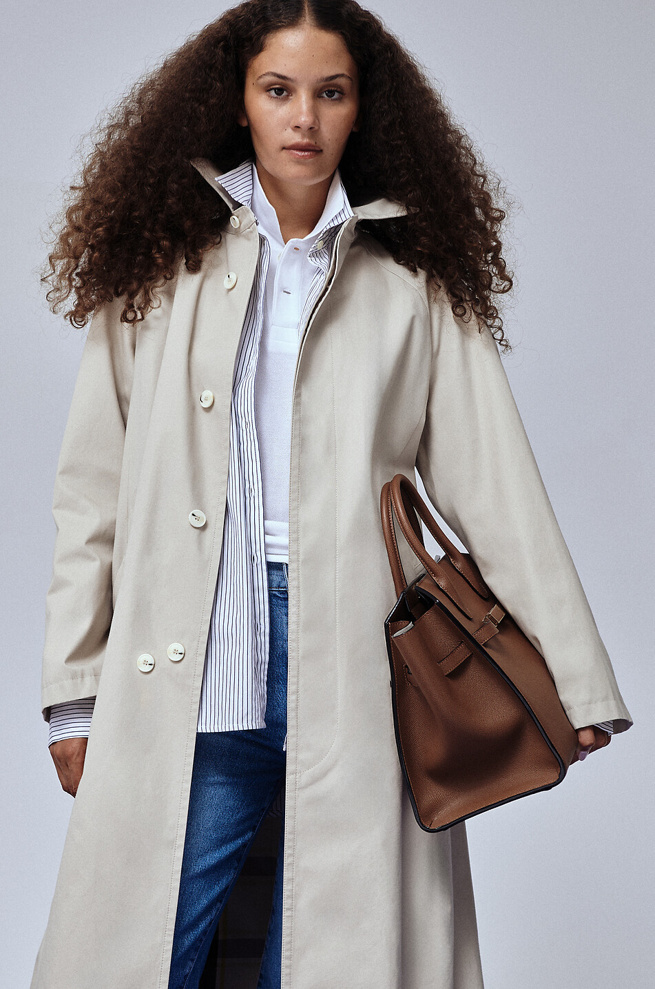 A.P.C. Manteau mi-long en gabardine Gaia Femme BLANC CASSE 5