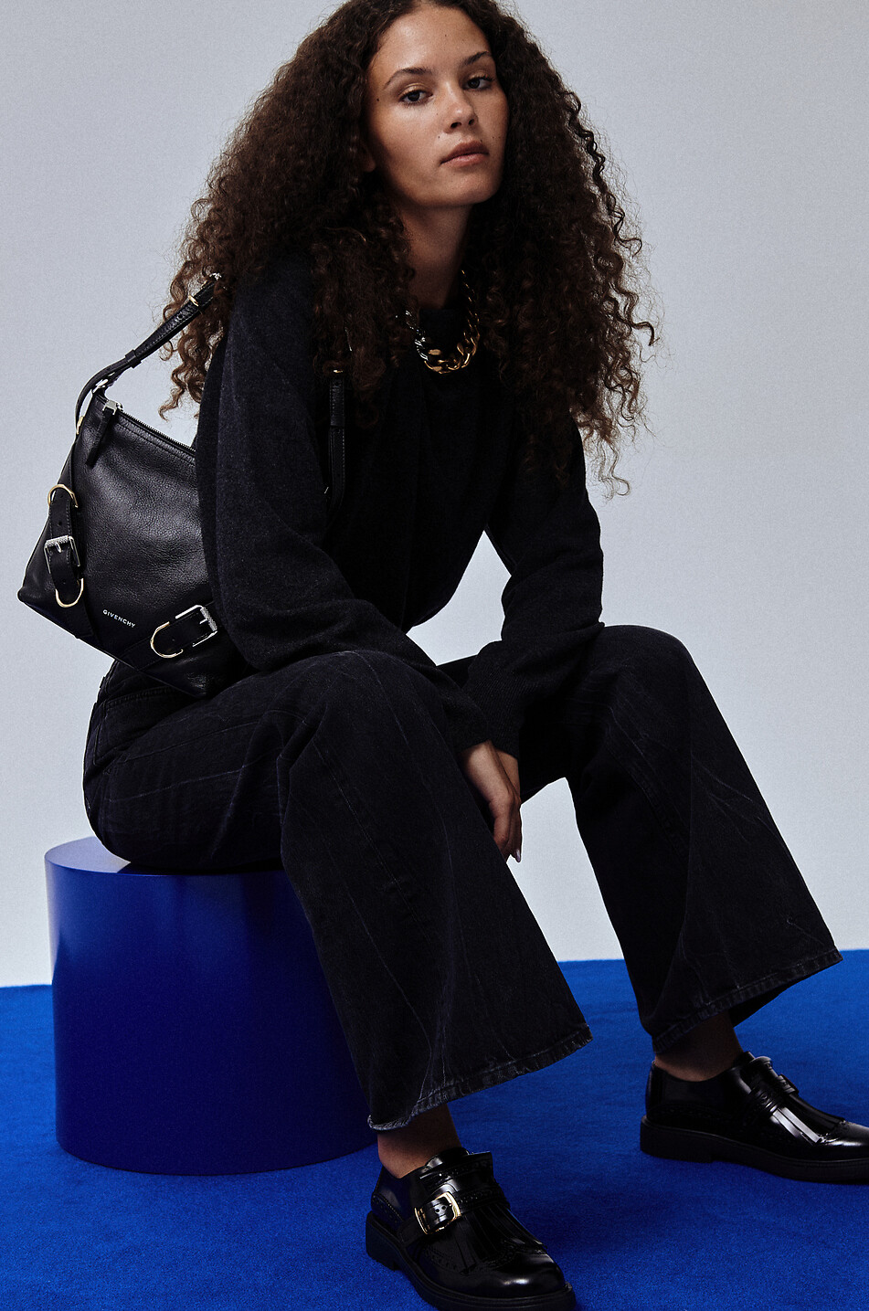 Frayme cowl neck mottled wool jumper