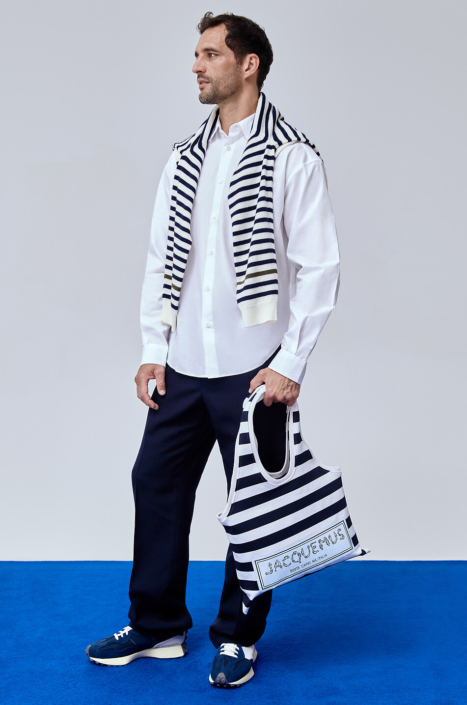 Gestreifter Rundhalspullover aus Merinowolle Bobby