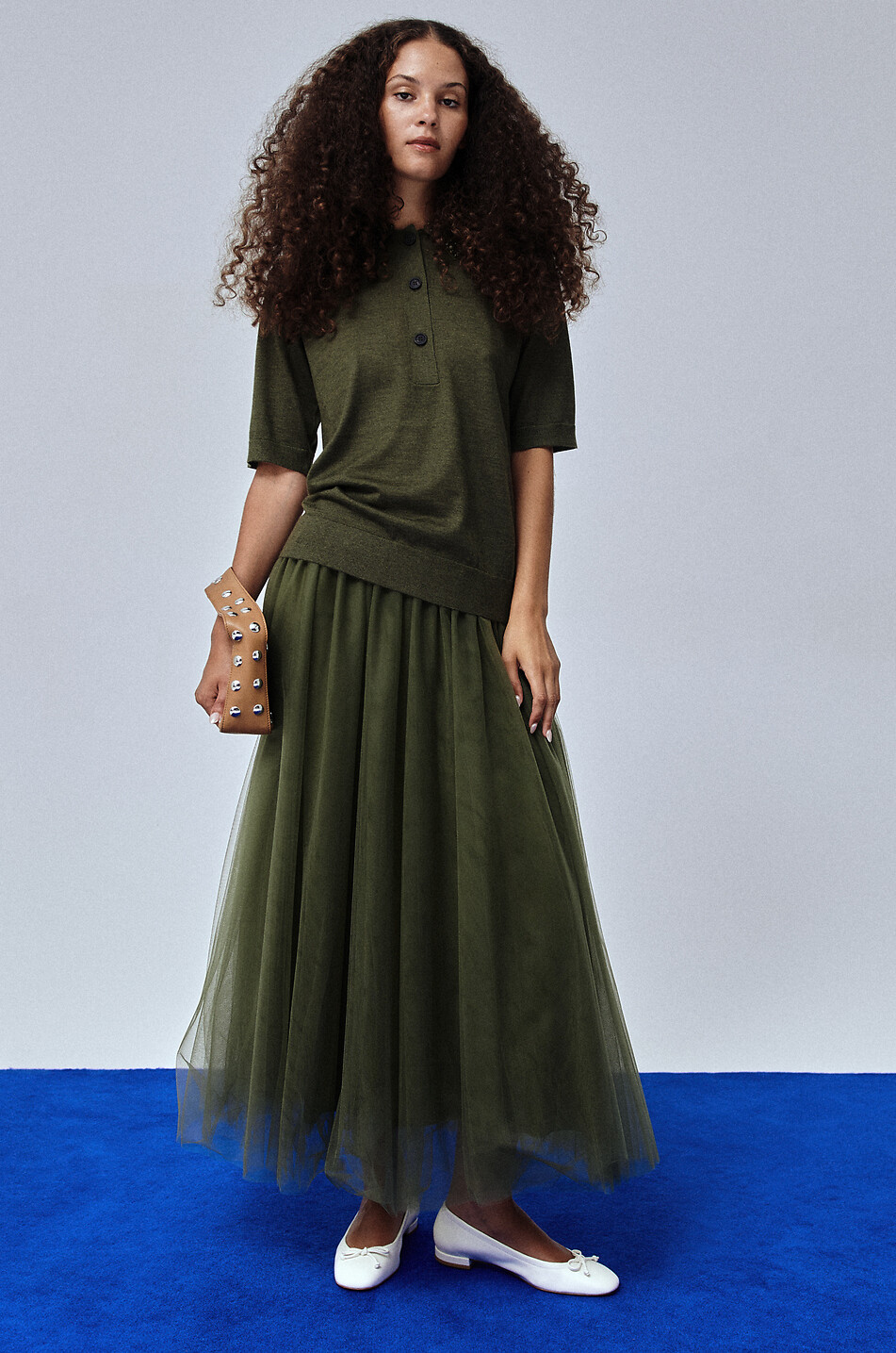 Jupe midi évasée en tulle