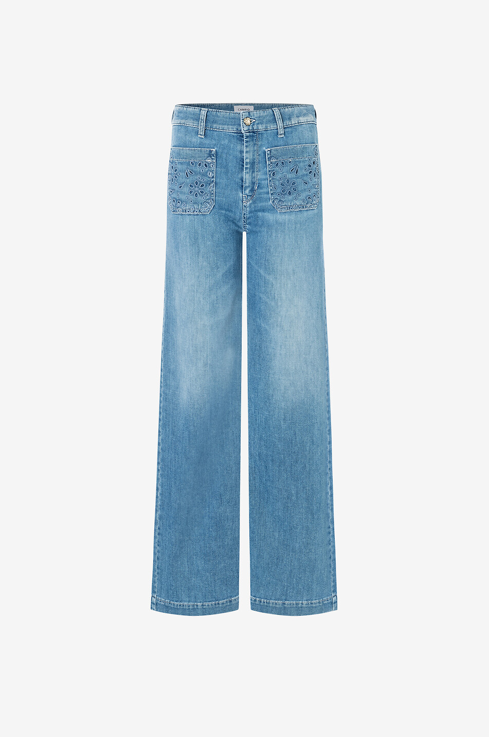 Jeans mit weitem Bein und Lochstickereien Ada