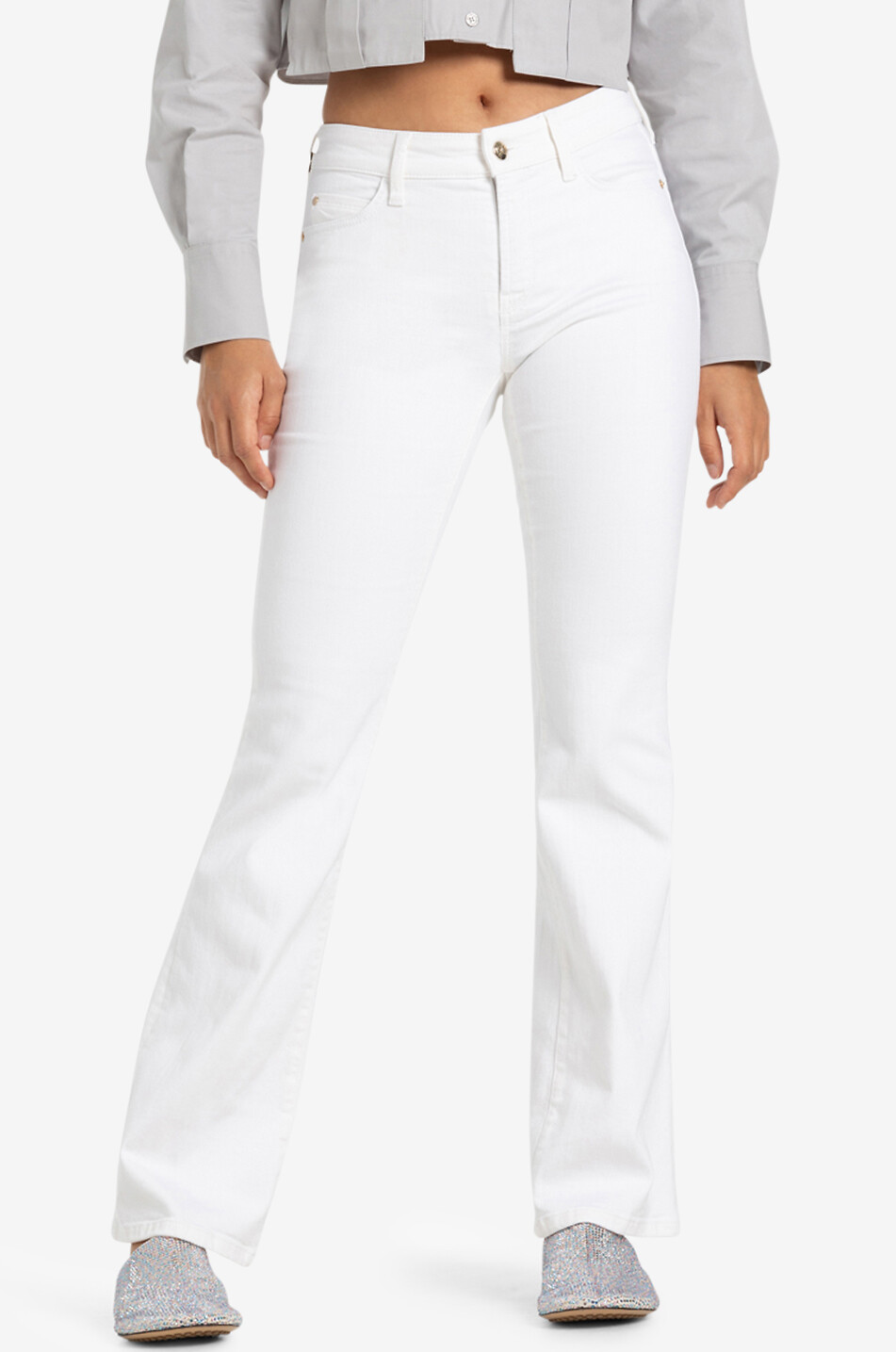 CAMBIO Ausgestellte Baumwolljeans Paris Flared Damen WEISS 3