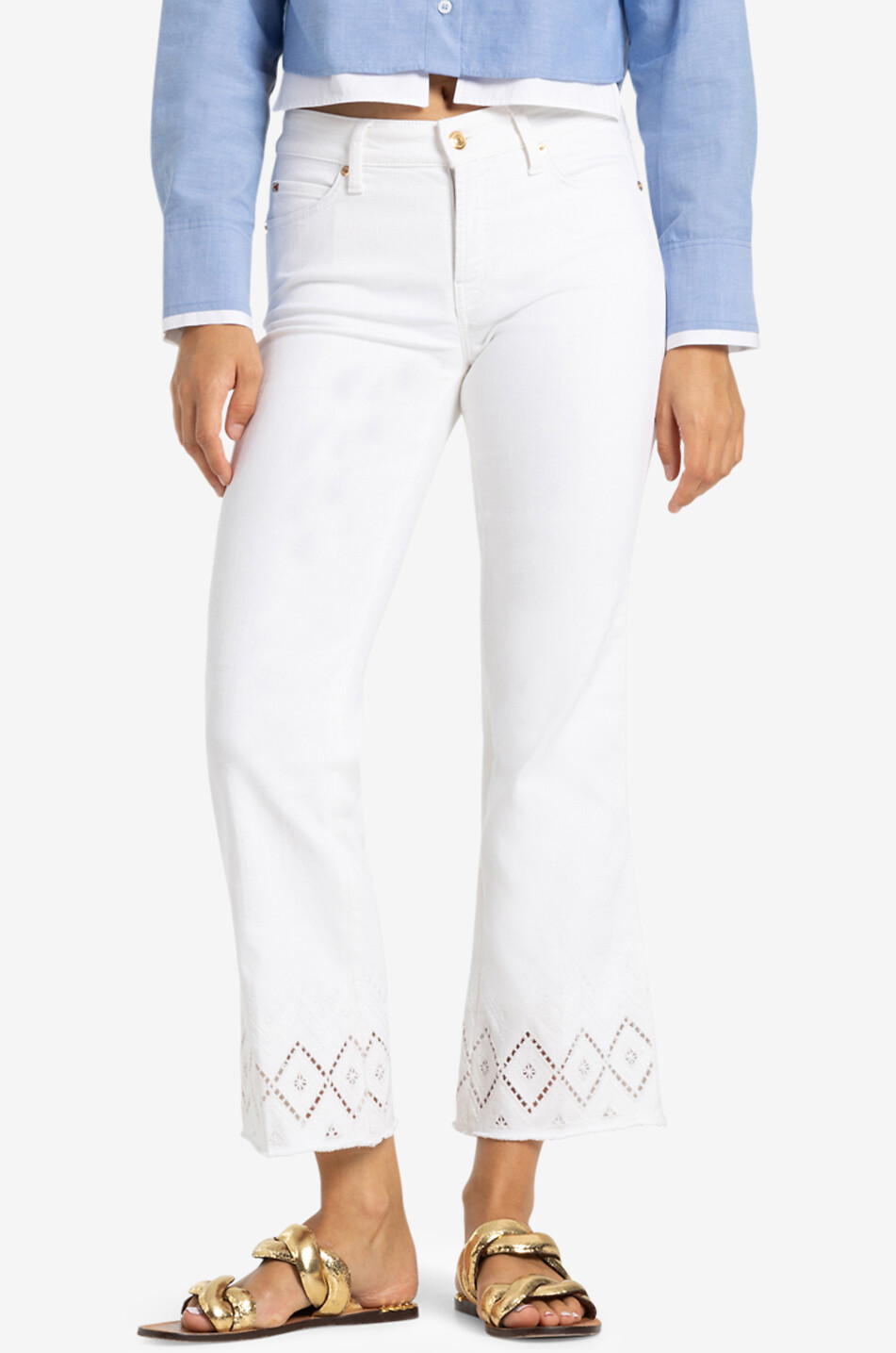 CAMBIO Francesca bootcut jeans with openwork embroidery Women WHITE 3
