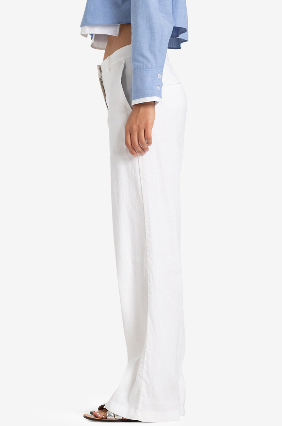 CAMBIO Mira linen and cotton wide-leg trousers Women WHITE 5