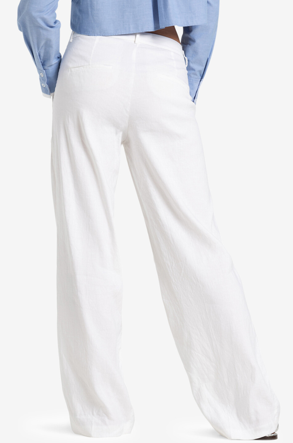 CAMBIO Mira linen and cotton wide-leg trousers Women WHITE 4