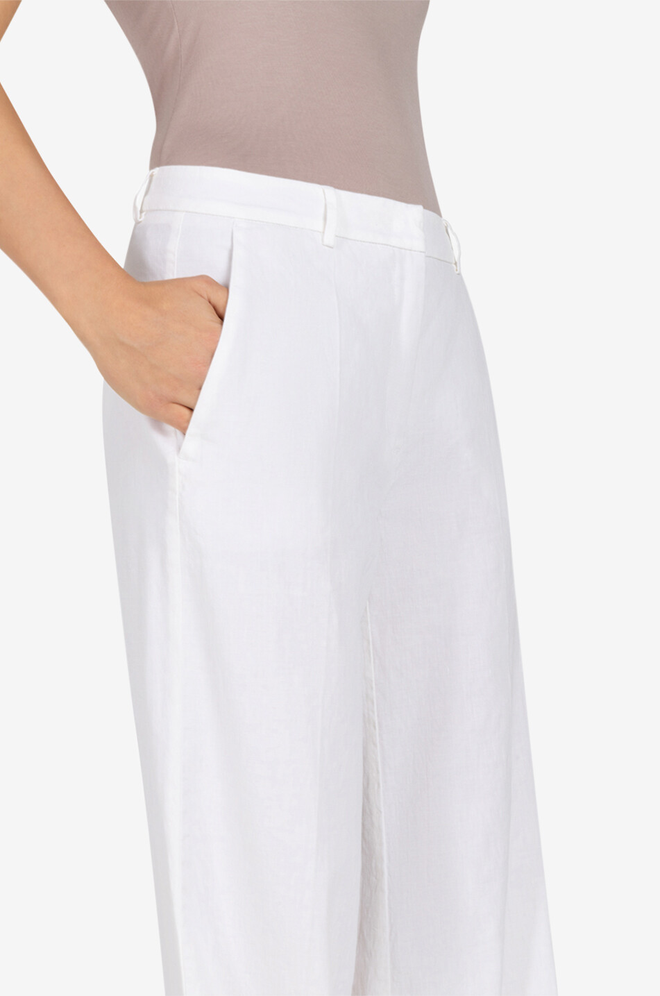 CAMBIO Mira linen and cotton wide-leg trousers Women WHITE 6