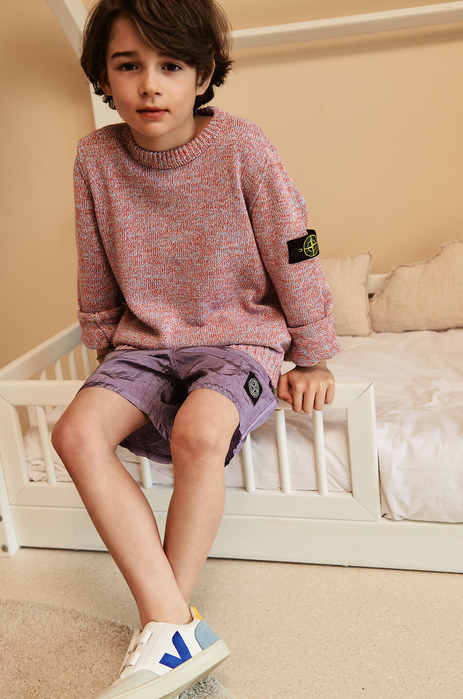 Pull chiné en coton garçon 506Z6
