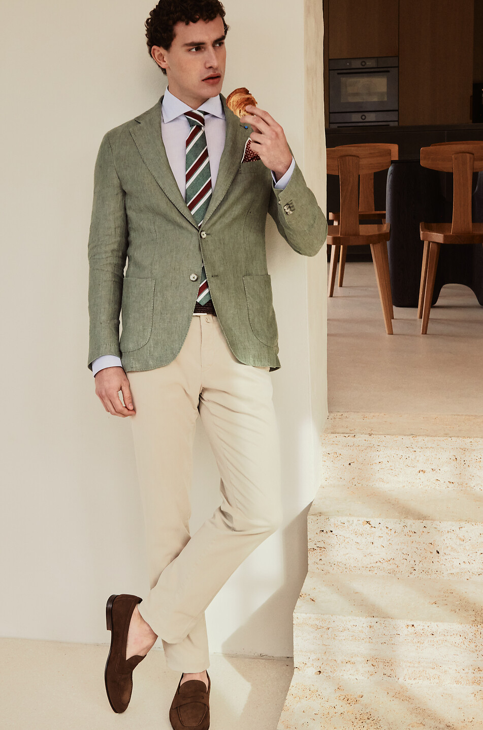 B SETTECENTO Slim-Fit-Chinohose aus Baumwolle Herren Hellbeige 4